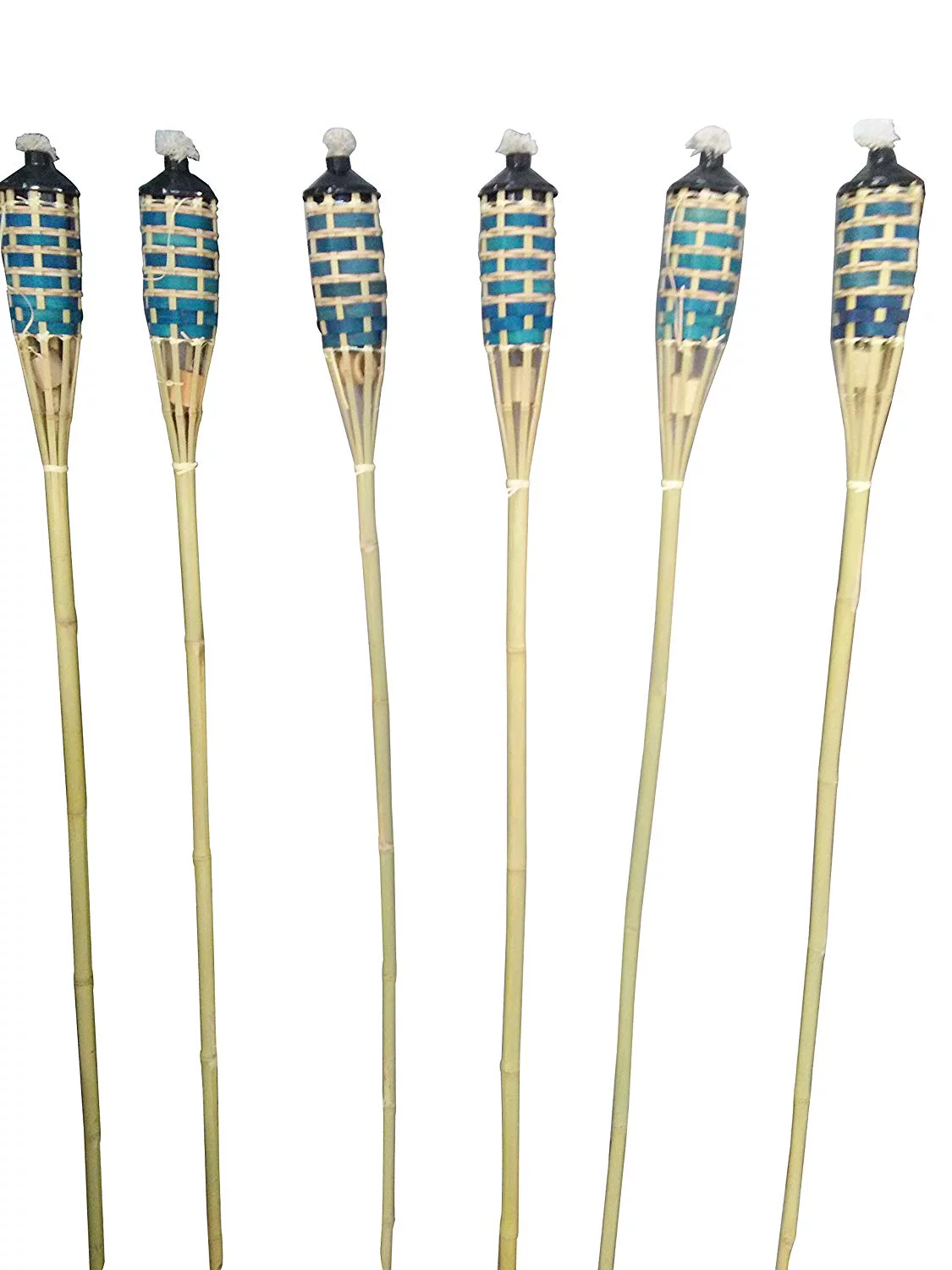 Mr.Garden 59-inch Outdoor Torches Mental Oil Canisters Garden Light Lamp, Pack of 6, Blue