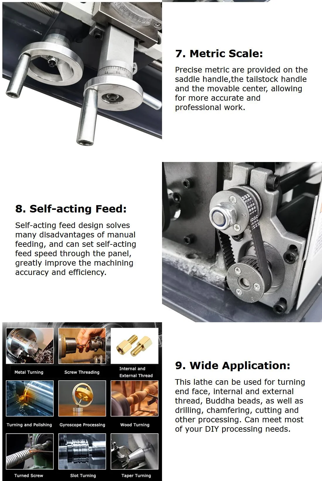 RC-210E Double Head Double Chuck Electronic Pulse Precision Metal Bench Lathe 8