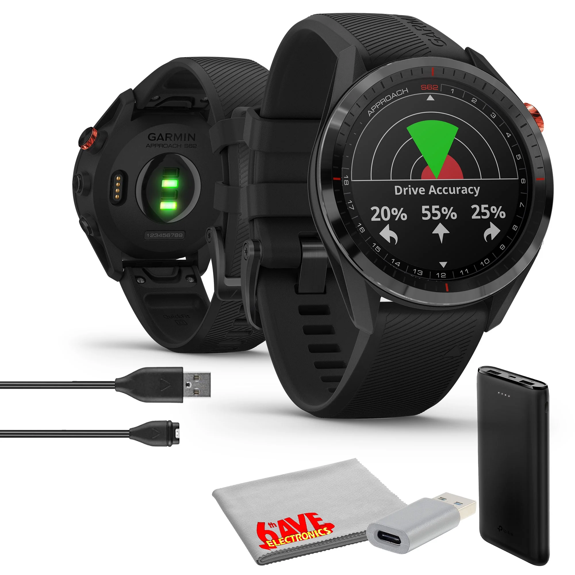 Garmin Approach S62, Premium GPS Golf Watch - Black, Built-in Virtual Caddie, 1.3