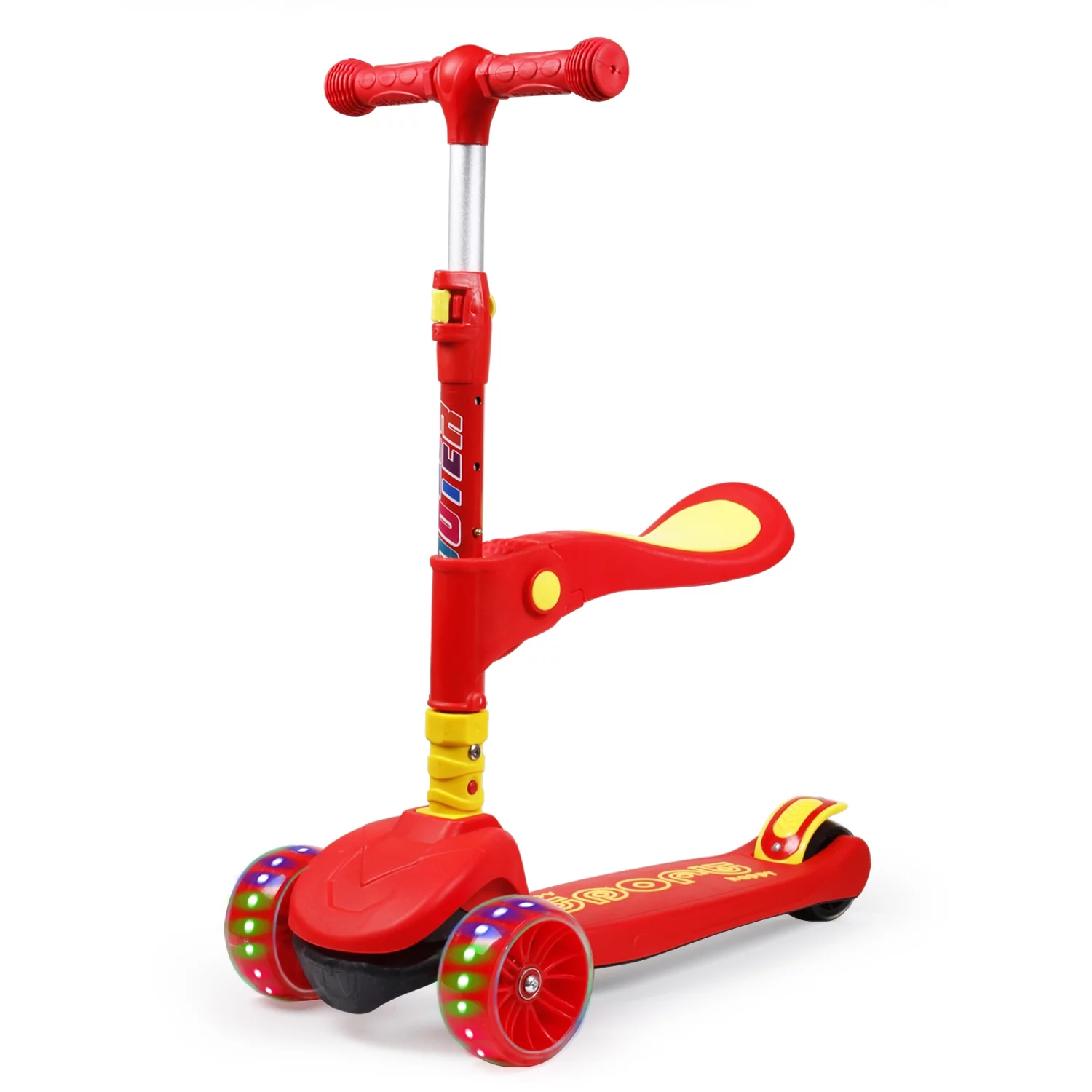 Kick Scooter for Kids Deluxe Aluminum 3 Wheels Glider with LED Light Up Wheels