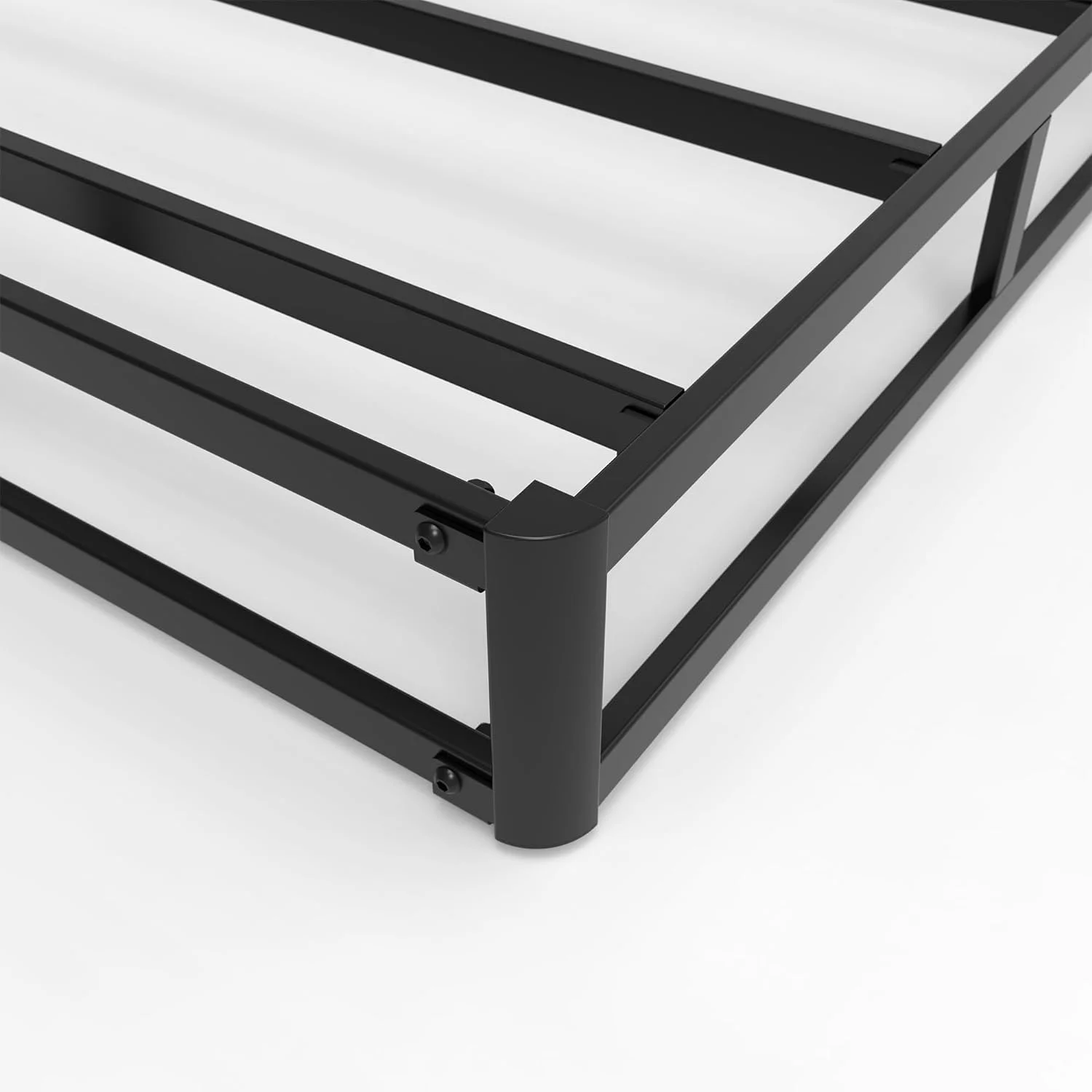 Queen Box Spring 4 Inch Low Profile, Heavy Duty Metal Box Spring Bed Base with Fabric Cover, Mattress Foundation, Easy Assembly, Noise Free, Black