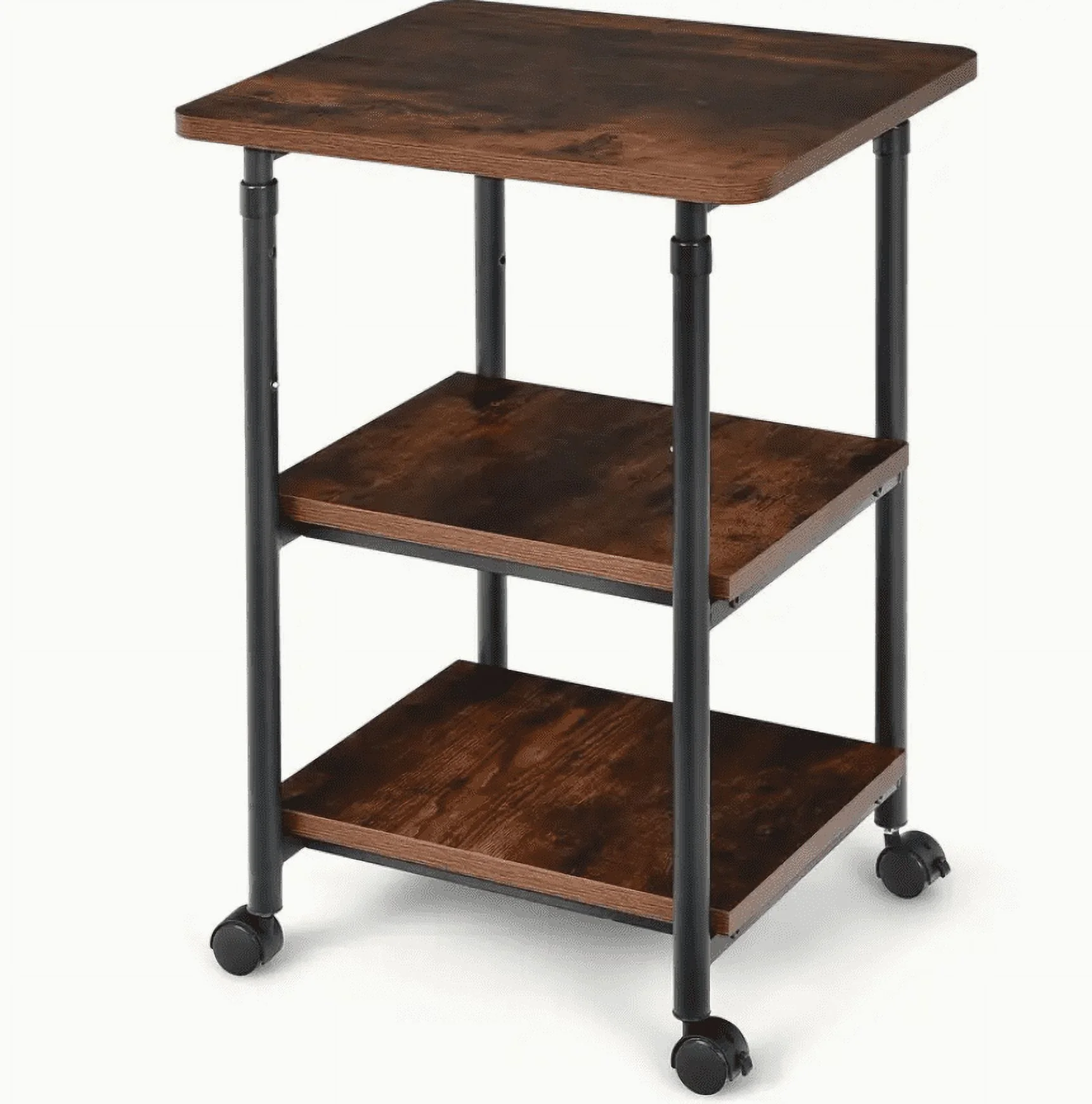 3-Tier Rolling Adjustable Printer Cart Machine Stand Storage Rack Brown