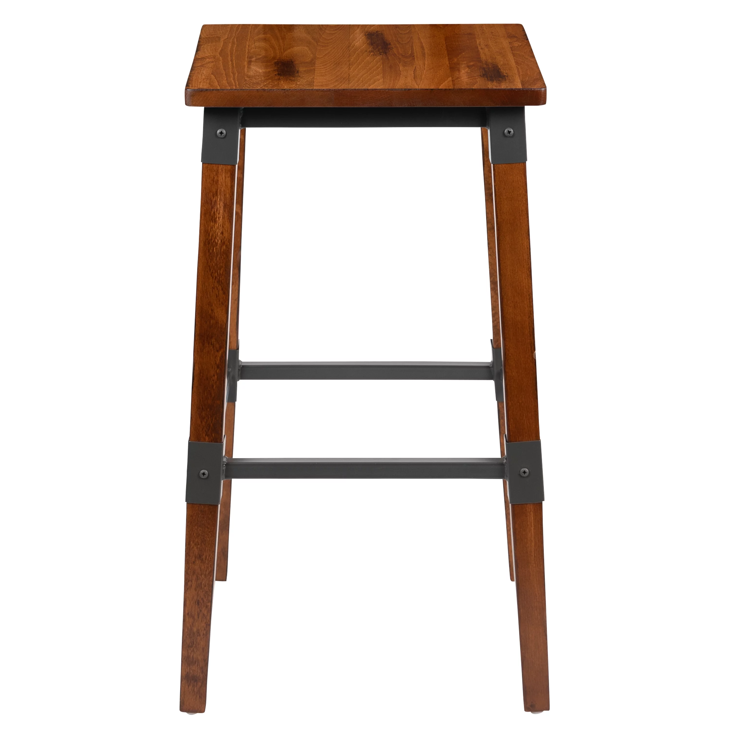 Flash Furniture Jackson 2 Pack Rustic Antique Walnut Industrial Wood Dining Backless Barstool