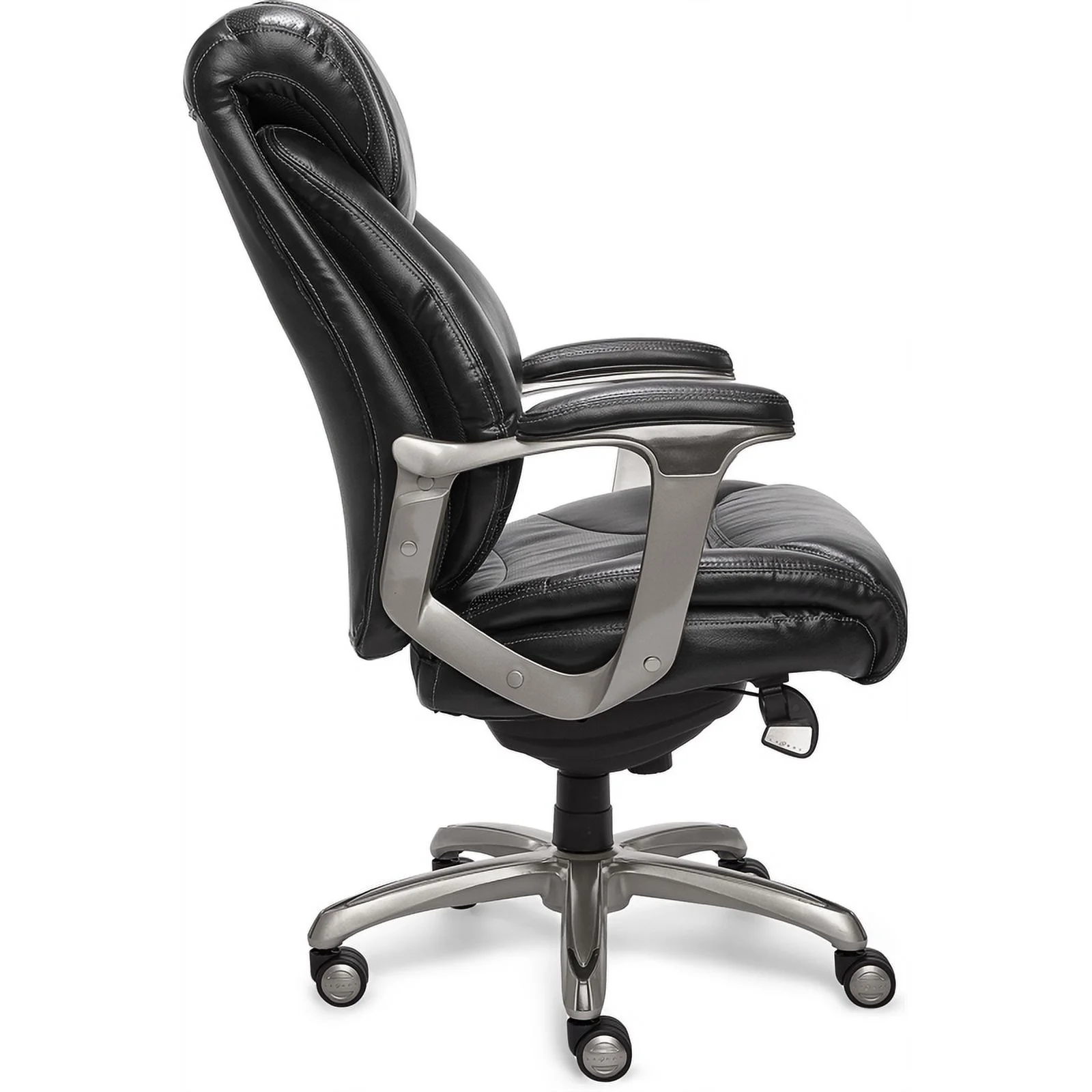 Scranton & Co Modern Faux Leather & Metal Executive Office Chair in Black/Silver