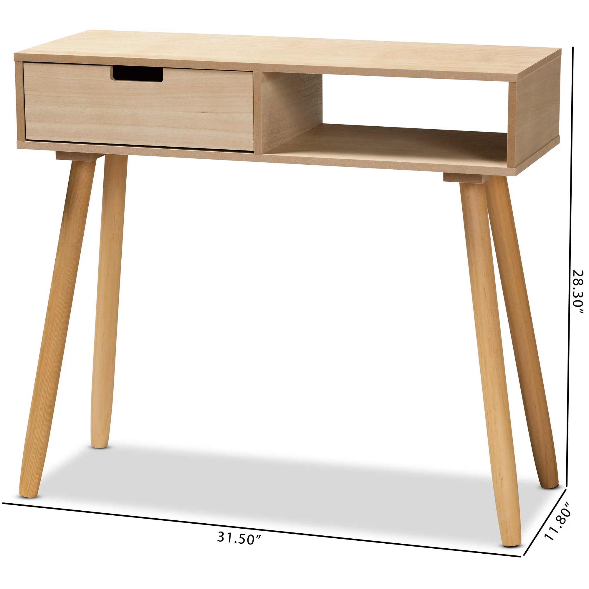 Baxton Studio Elwyn Mid-Century Wood 1 Drawer Console Table, Natural