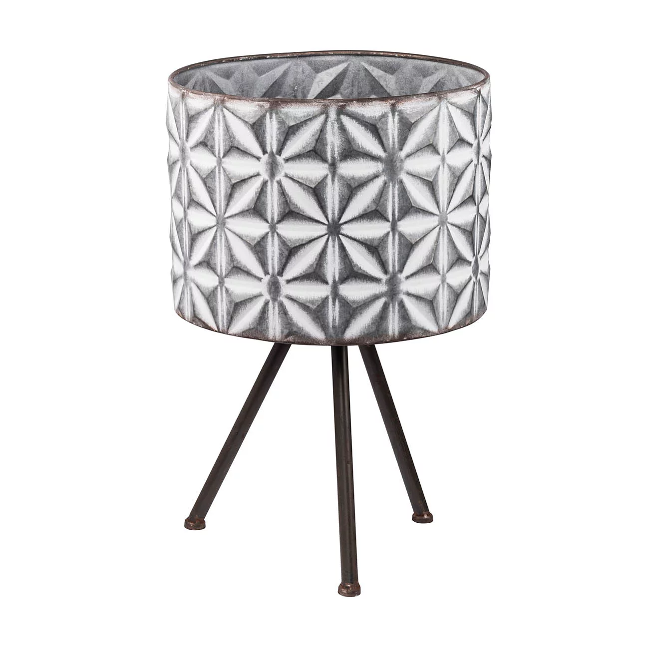 A&B Home Set of 2 Large Round Grey Planters On Stands, L: 12x19 S: 10x17