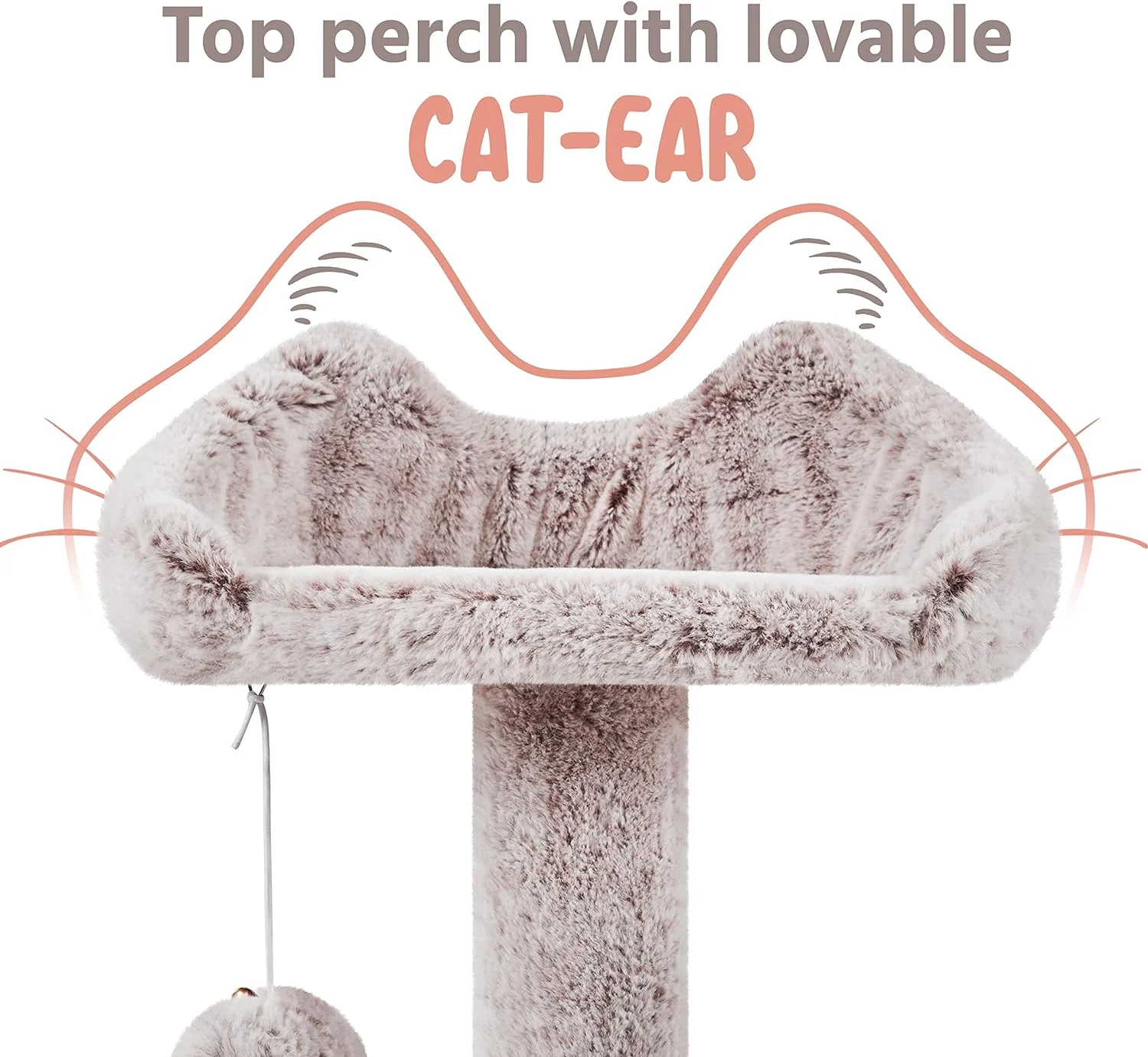54in Cat Tree, Cat Tower with Double Cat Condo, Sisal Scratching Posts, and Dangling Balls, Cat Furniture Kitten Play House