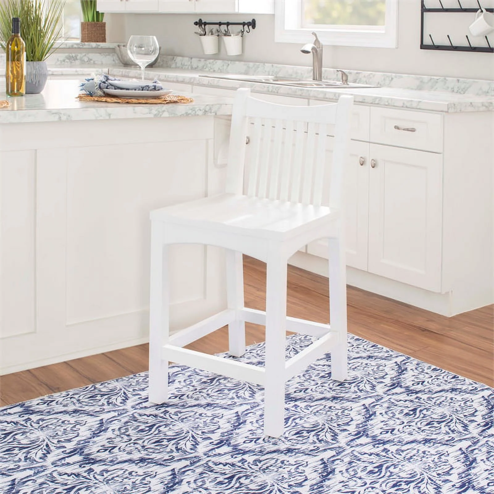 Linon Malvern Solid Wood Commercial Grade Set of Two Counter Stools in White