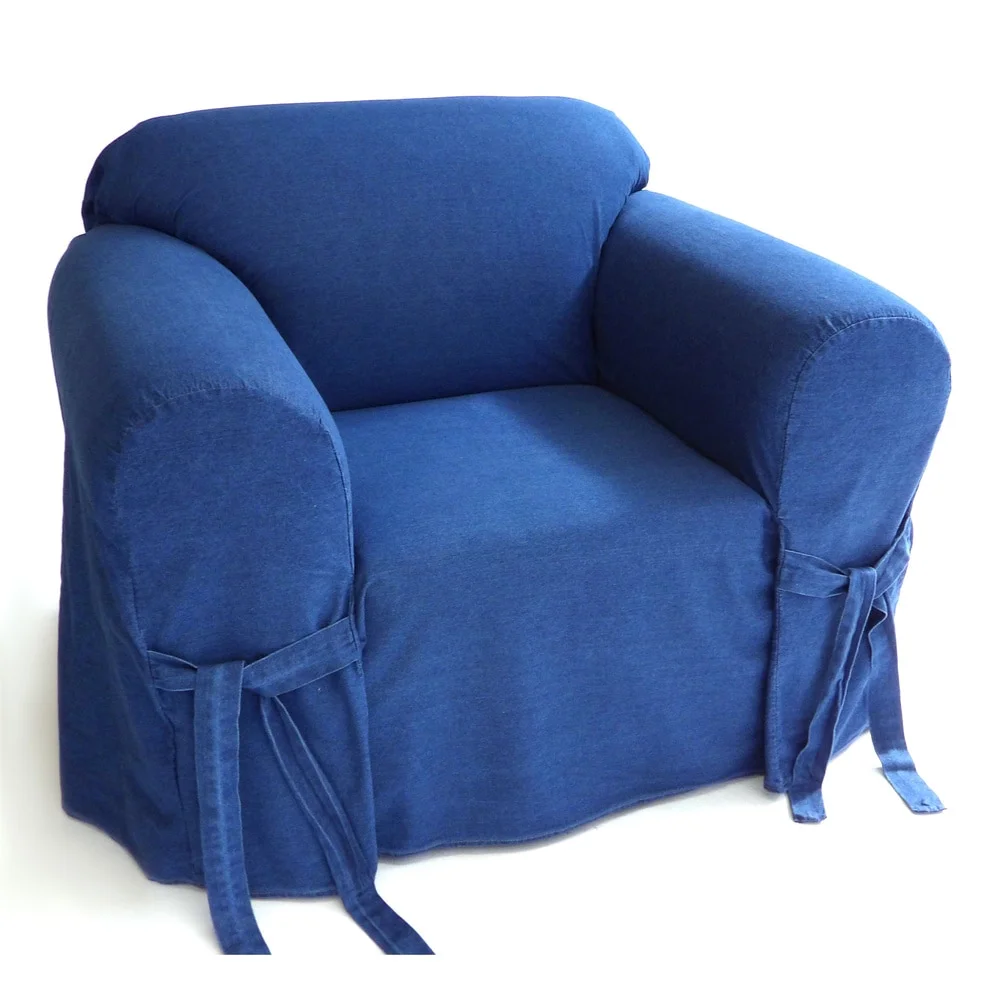 Classic Slipcovers  Blue Authentic Denim 12-ounce 1-piece Chair Slipcover - N/A