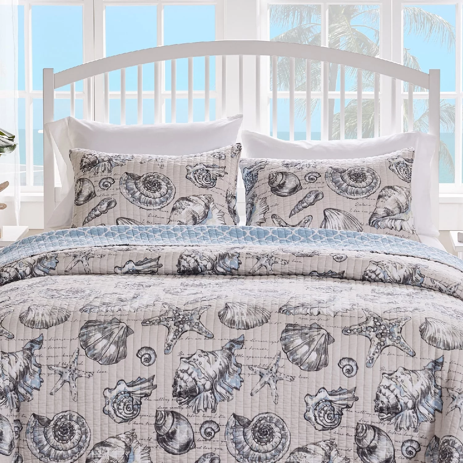 Barefoot Bungalow  Cruz Coastal Pillow Shams (Set of 2) White King