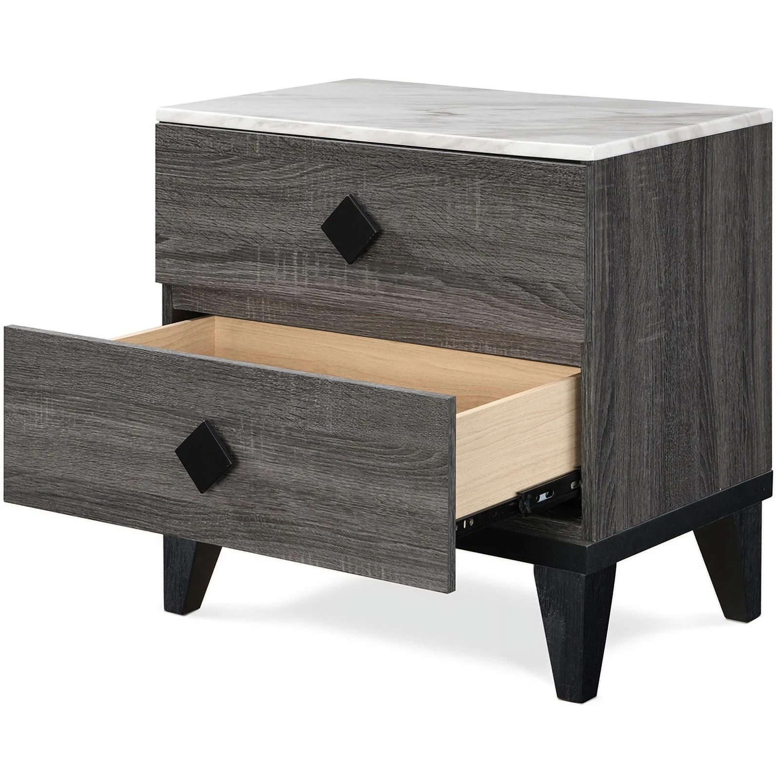 Home Square 2 Drawer Wood Nightstand in Gray Finish - Set of 2