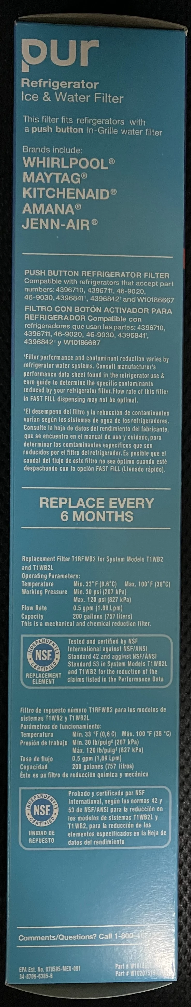 EDR3RXD1 Water Filter 3 for Whirlpool Refrigerator Water Filter 3 – EDR3RXD1 WHR3RXD1 and Everydrop 4396841 4396710 469083, 2Pack