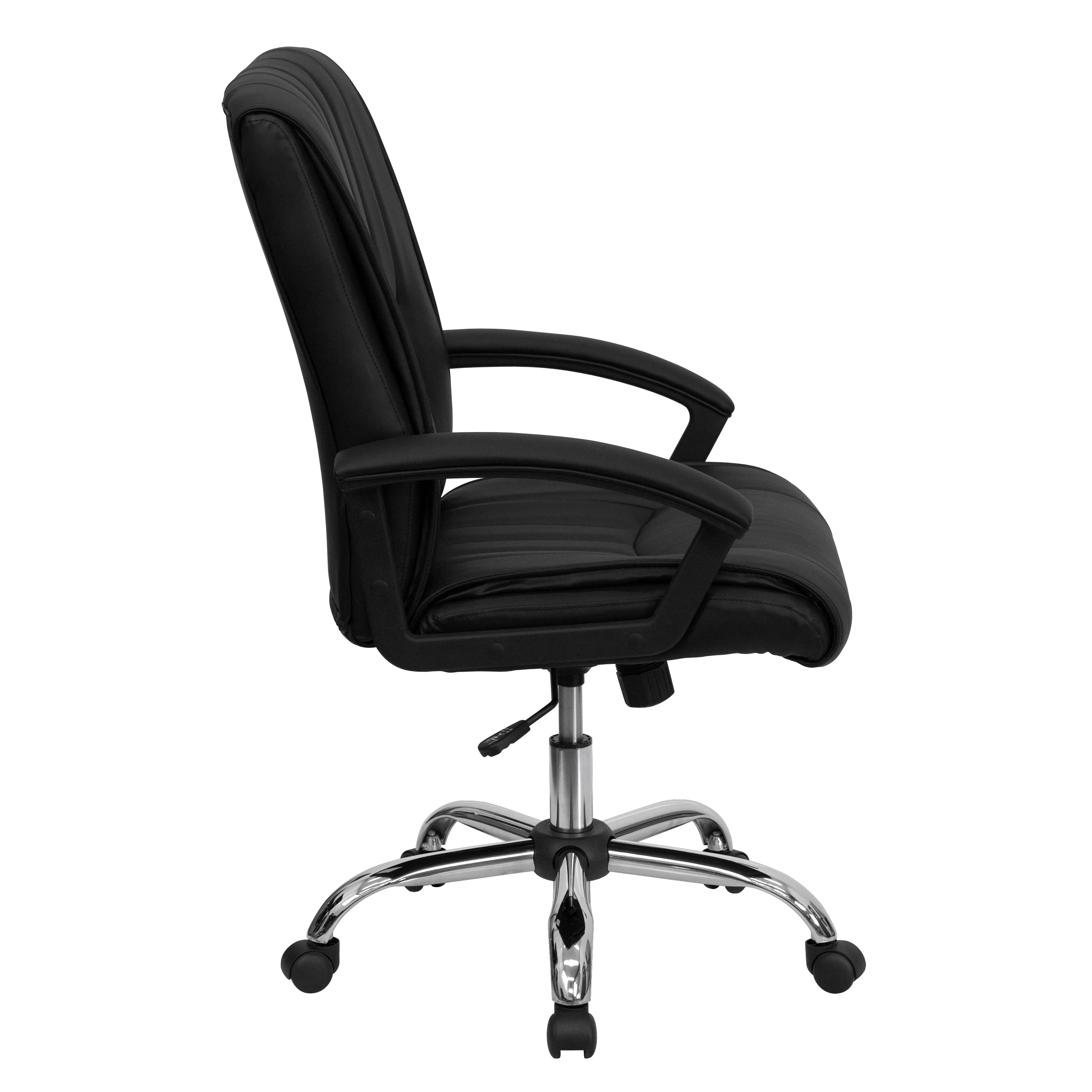 Emma + Oliver Mid-Back Black LeatherSoft Swivel Manager's Office Chair with Arms