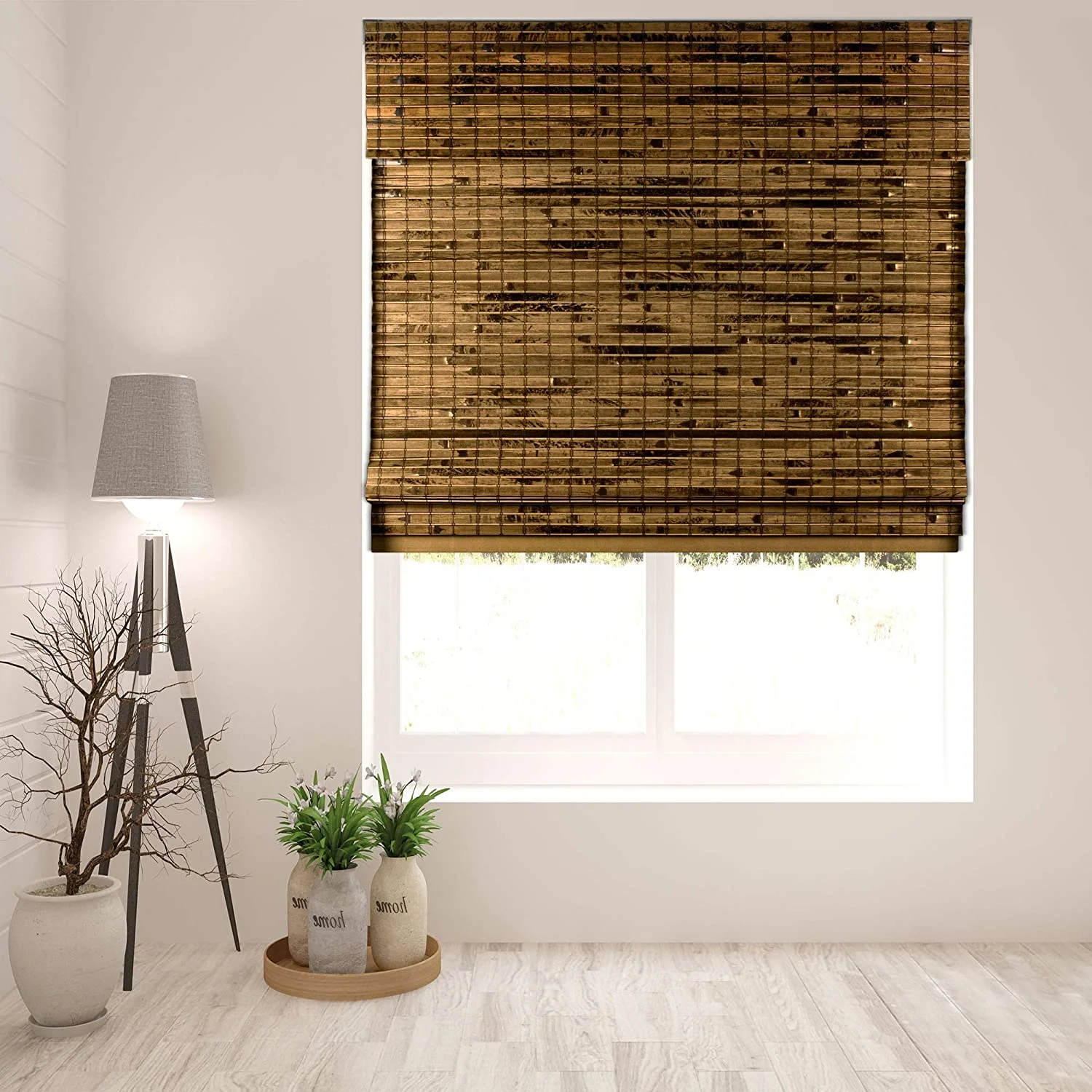 Sheer Bamboo Roman Shades with  - Java Deep, 27