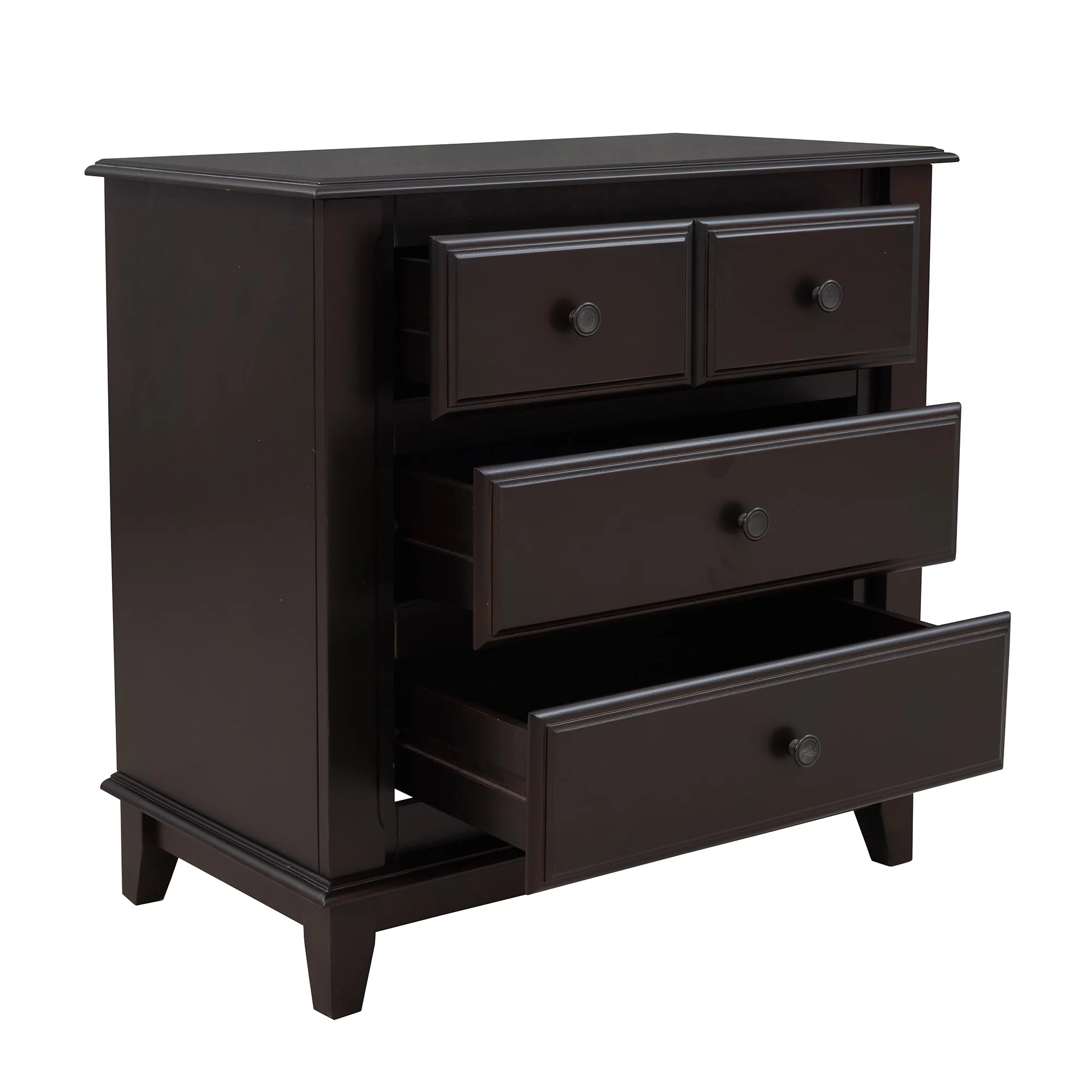Modern Bedroom Nightstand with 3-Drawers, Espresso