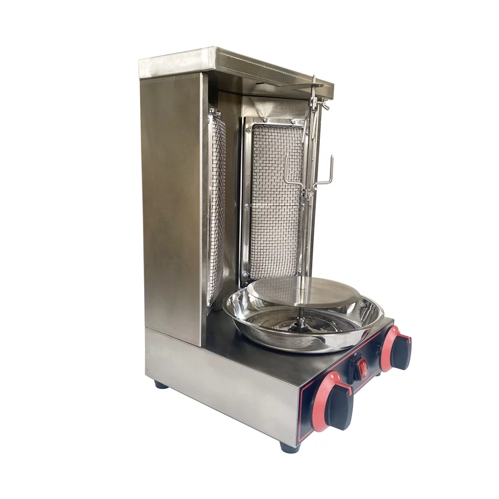 INTBUYING LP Gas Shawarma Grill Machine Spinning Doner Kebab Gyro Griller with 2pcs Burner