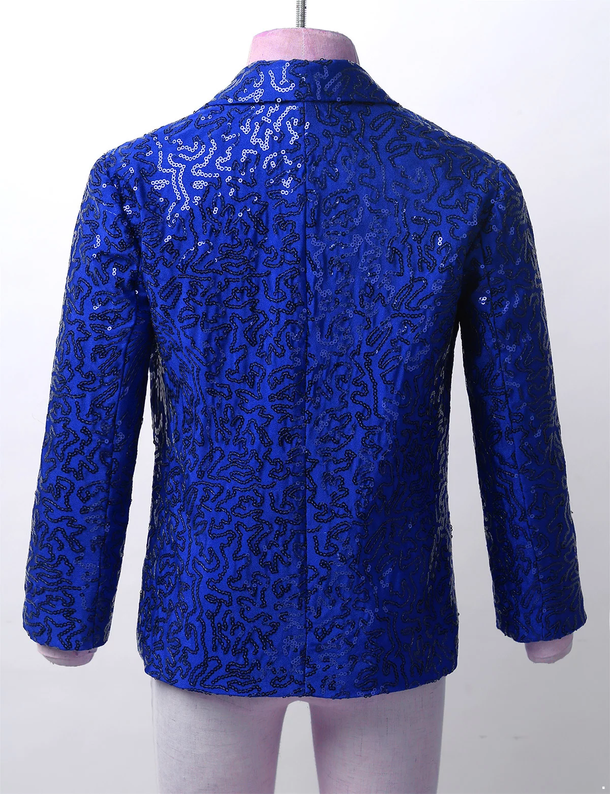 Miaeowve Kids Boys Shiny Sequins Wedding Pageant Tuxedo Suits Blazer Coat Long Sleeves Modern Dance Jacket Blue 12