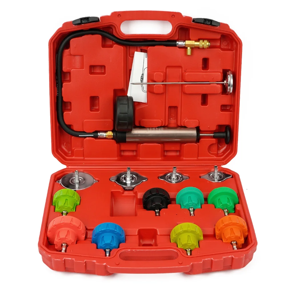 14Pcs Radiator Pump Pressure Leak Tester Detector Coolant System Test Tool Kit