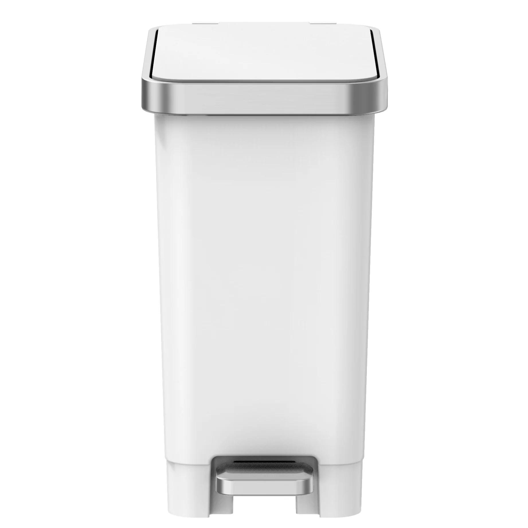 (2 pack) Better Homes & Gardens 2.5 Gallon Trash Can, Premium Plastic Step Bathroom Trash Can, White