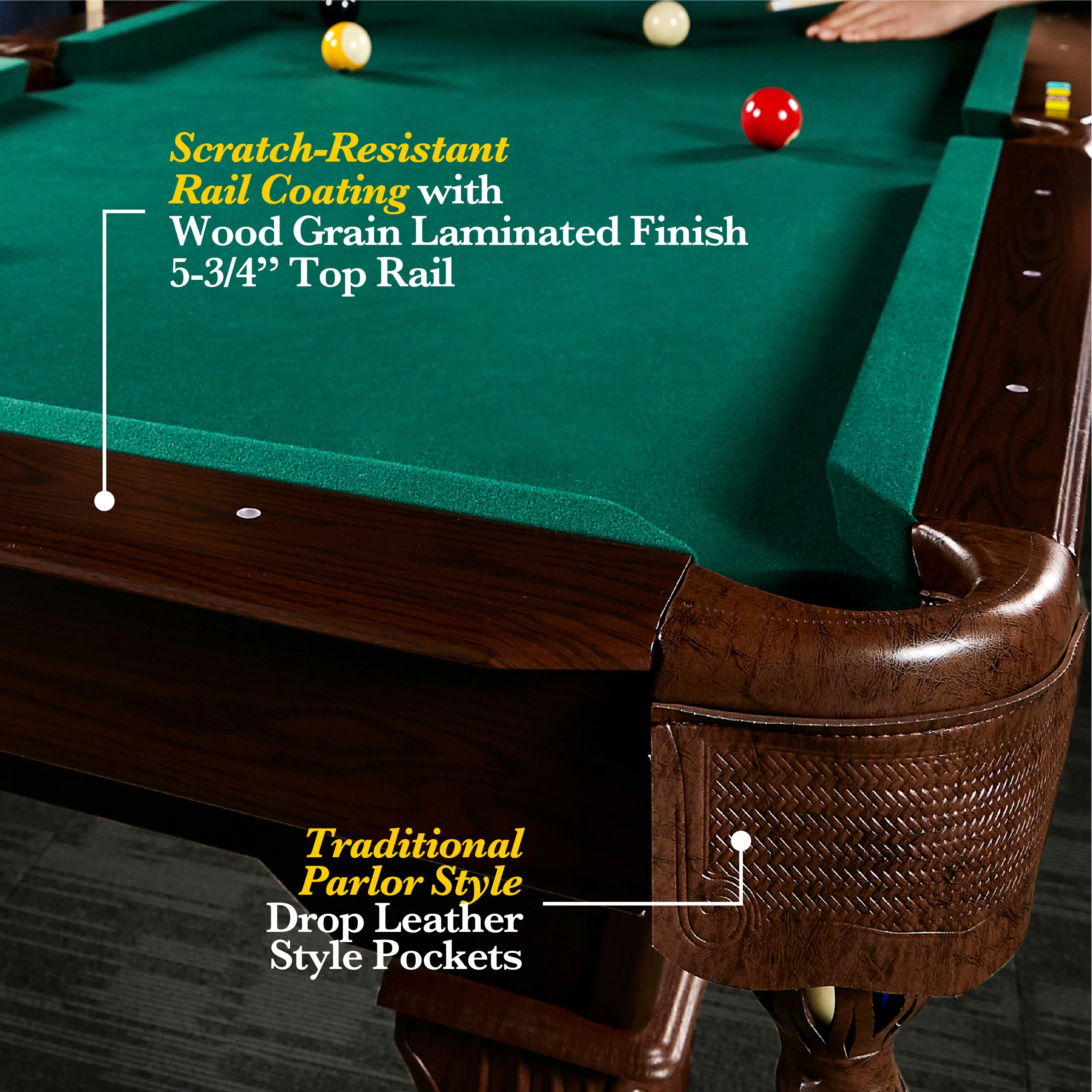 Barrington Billiards 7.5' Springdale Drop Pocket Table with Pool Ball and Cue Stick Set, New