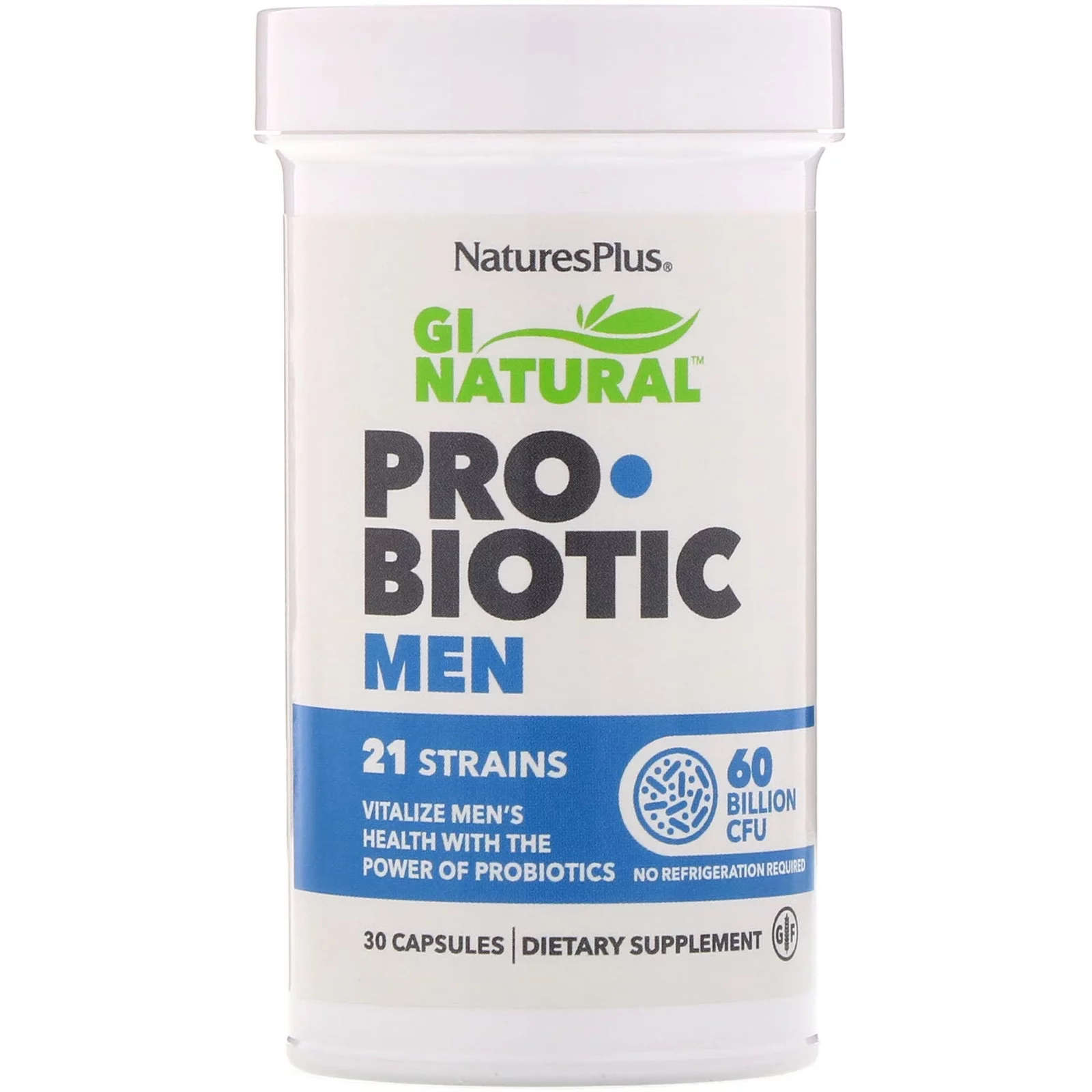 Nature's Plus GI Natural, Probiotic Men, 60 Billion CFU, 30 Capsules