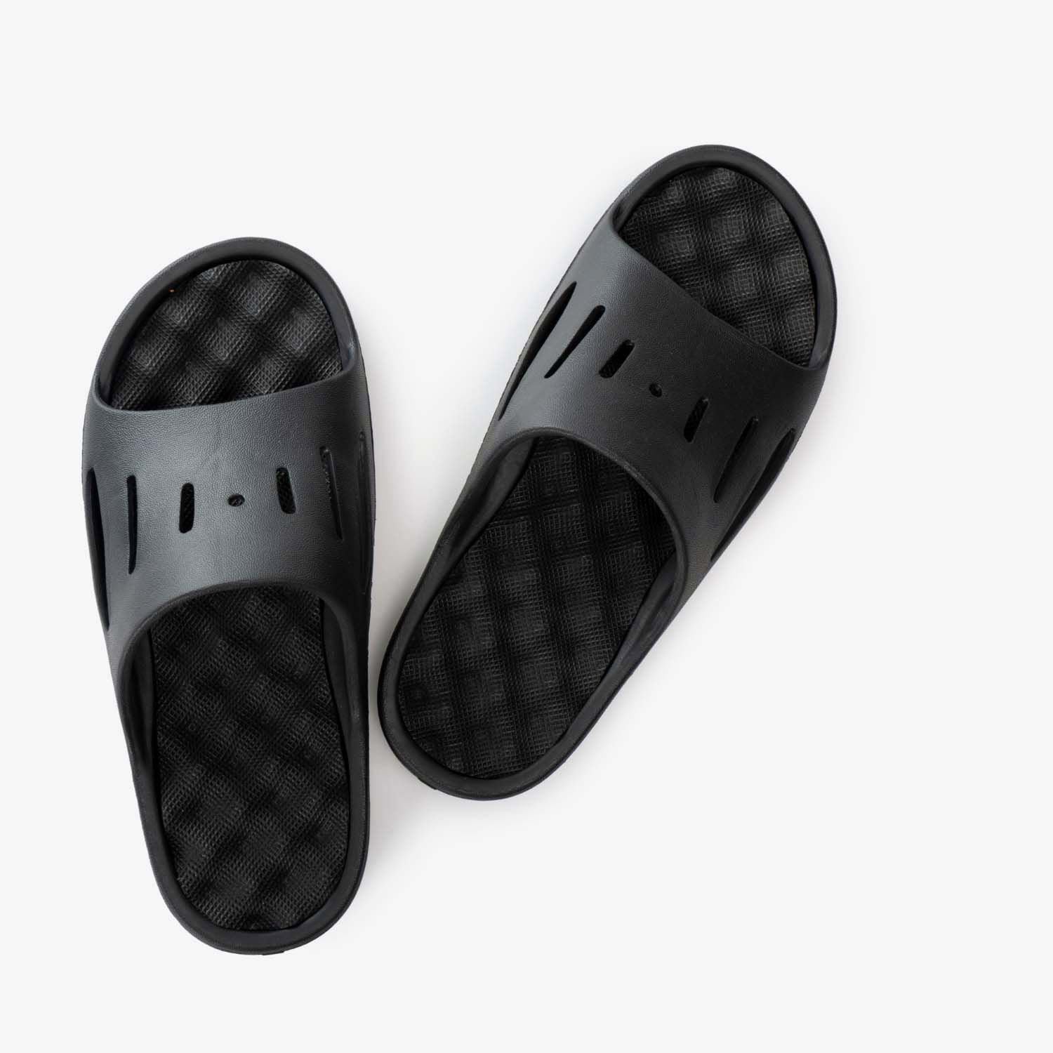 PR Soles Sandals | Foot Massaging & Recovery Footwear | Mens & Womens Slides | Black | XXXL | (W) 13 | (M) 12