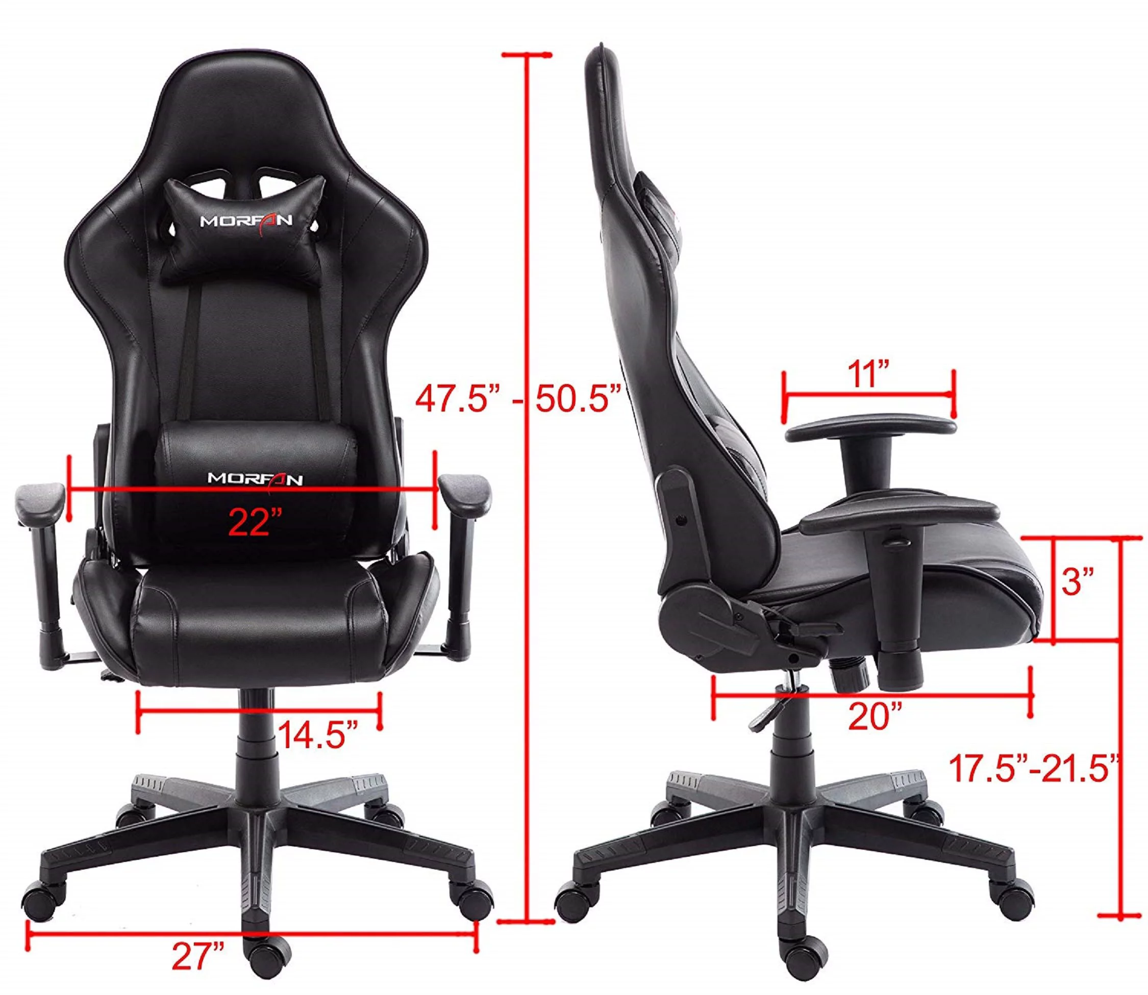 Recliner Ergonomic Gaming Chair Racing Style Office Chair Black matching PVC