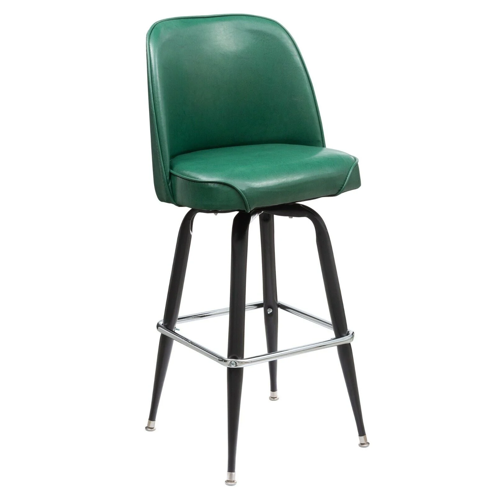 (2 PACK) Metal Restaurant Barstool with Green Vinyl Swivel Bucket Seat