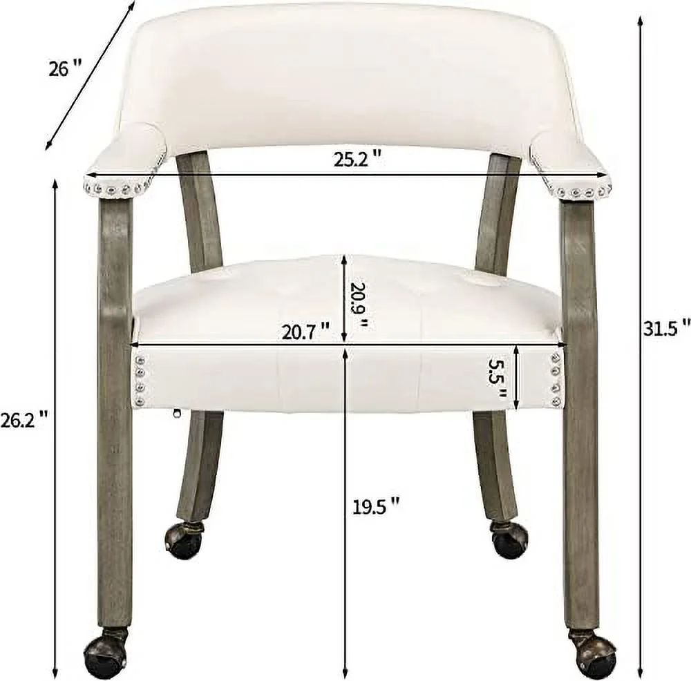 GVJMTKP Dining Chair with Casters  Kitchen Table Chair with Caster & Arms  Roller Poker Table Chairs with Wheels  Wood Captains Game Table Rolling Chairs(Cherry&Purplish Blue 1533