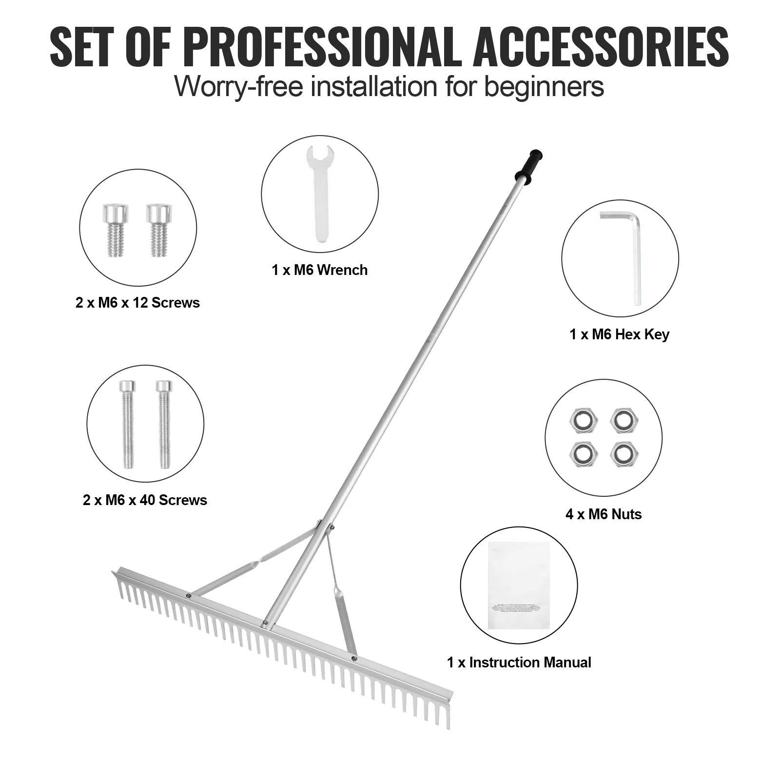 SKYSHALO Landscaping Rake 36