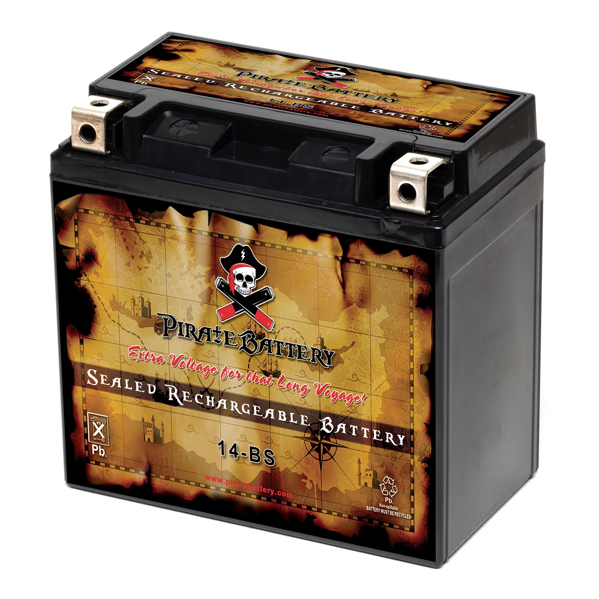 Pirate Battery YTX14-BS (14-BS 12 Volt,12 Ah, 200 CCA) Motorcycle Battery for Buell 1200cc S1 Lightning 1996