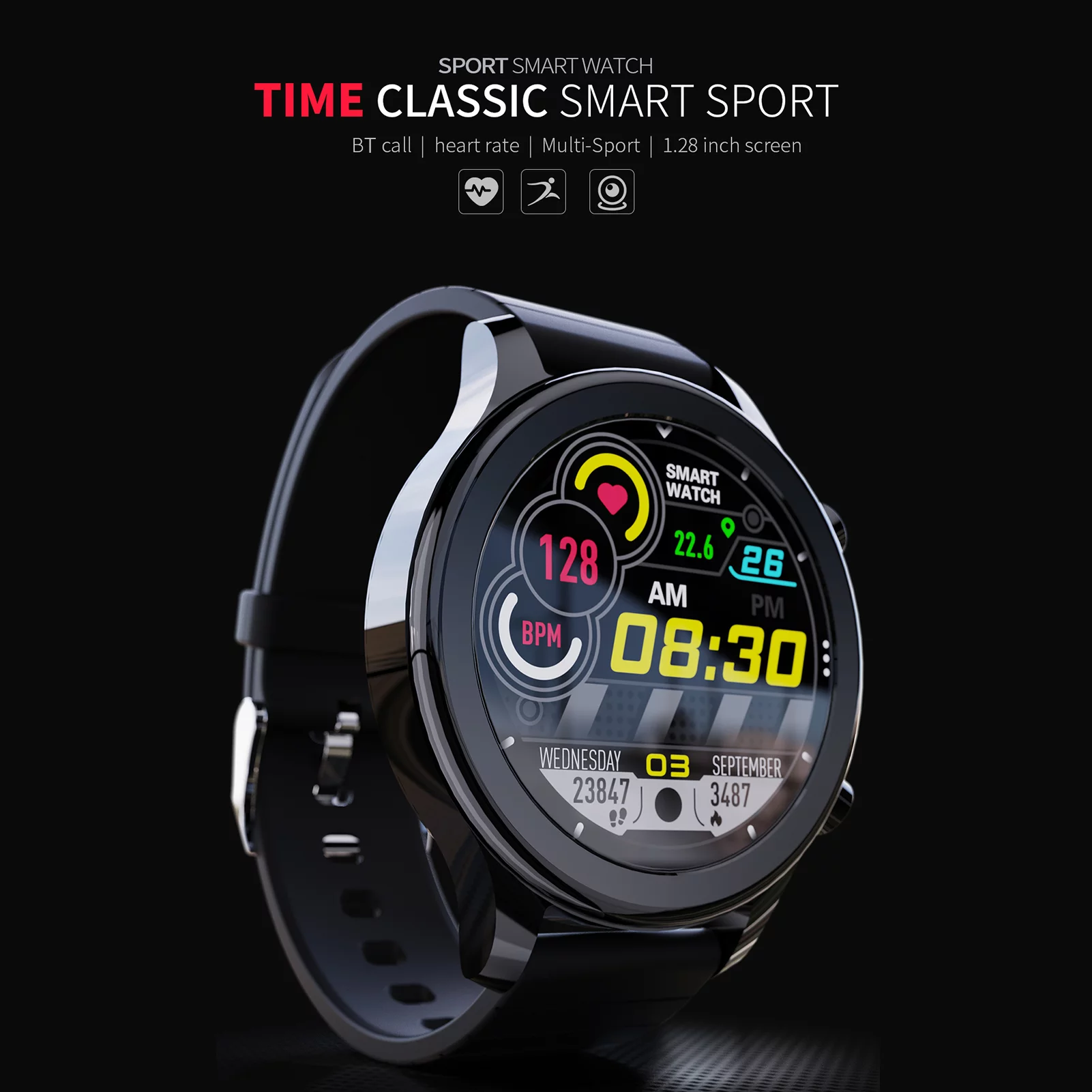 LOKMAT 1.28 Inch Smart Watch Phone Watch Voice Assistant IP67 Waterproof Full Touchscreen Watch Fitness Multifunction Sport Watch Smartwatch  &  with Silicon