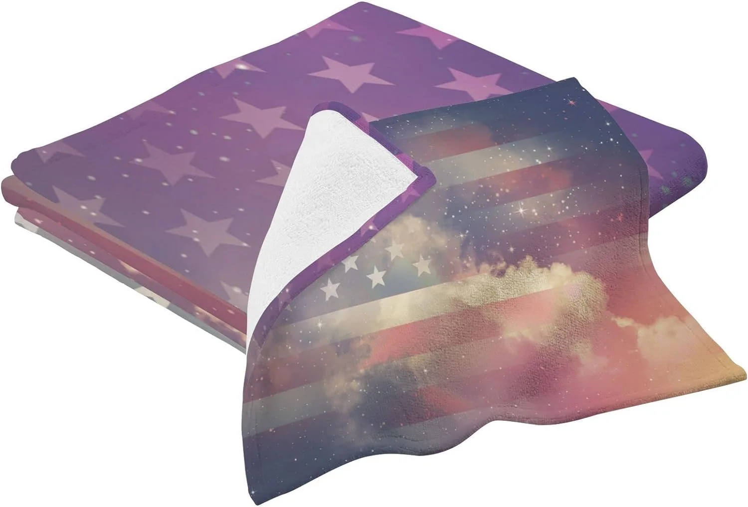 2 Pack Pure Cotton Towel Set, Soft Highly Absorbent Machine Washable American Flag Night Sky Bath Towels for Pool,Sports, Yoga, Travel（464） Wash cloth