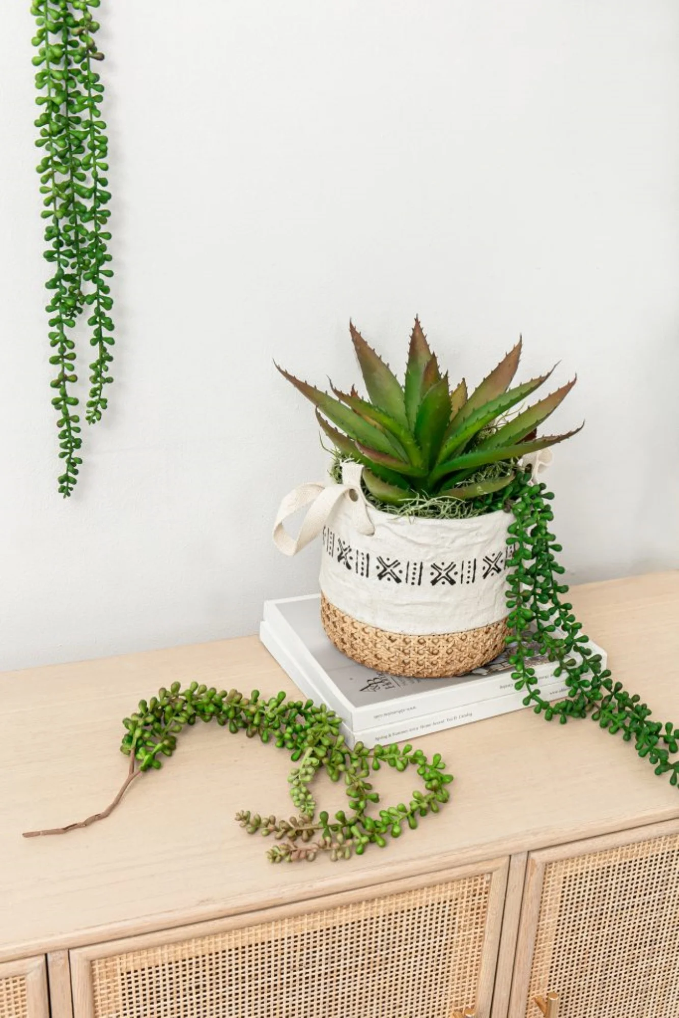 CC Home Furnishings Print Trim Caning Pattern Basket Planters - 7.75