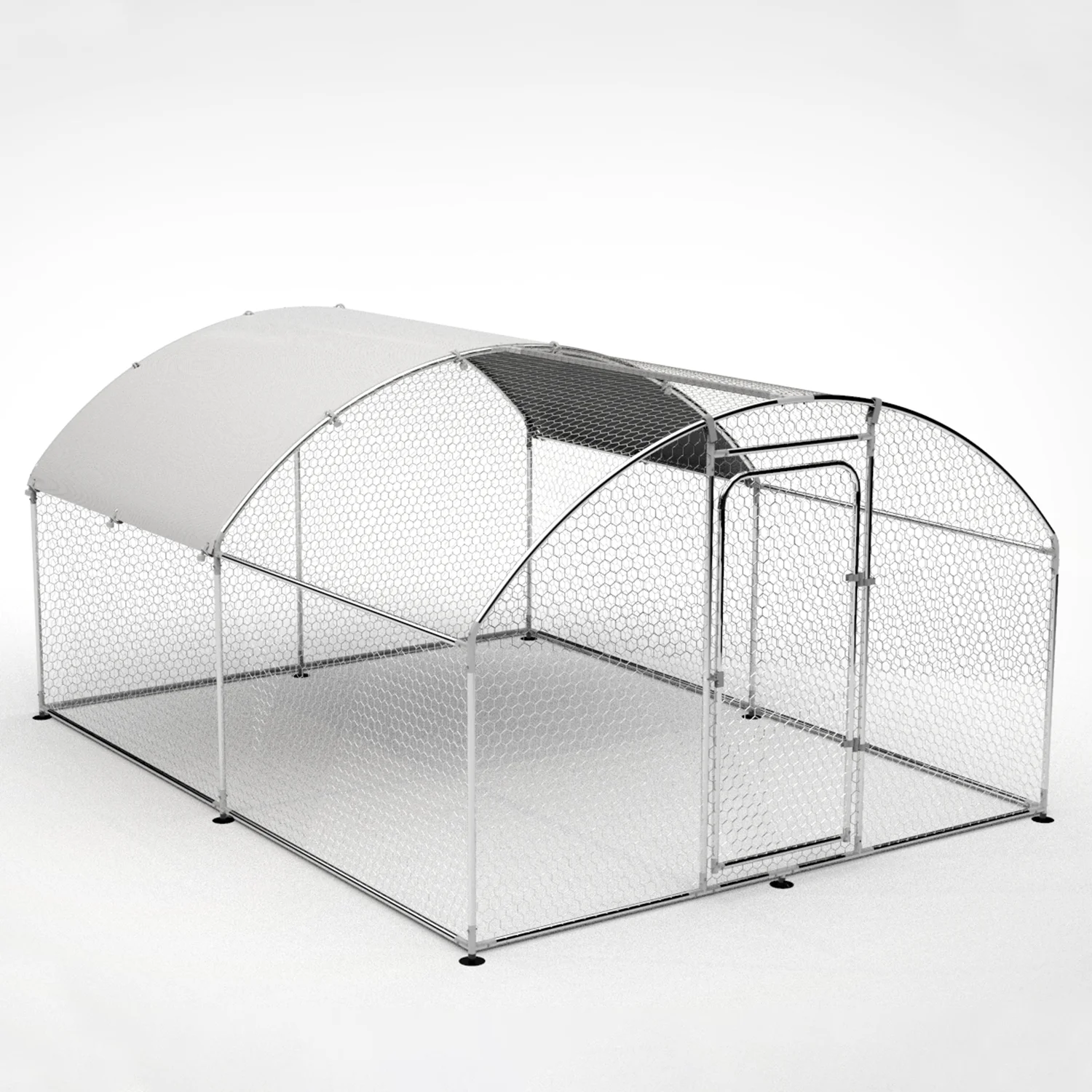 DremFaryoyo Metal Large  Coop Walk-in Poultry Cage Large  Run Arc Shaped Cage with Waterproof Anti-UltravioletCover  1.” Diameter Tube (9.8‘ L x 13.1‘ W x 6.4‘ H)