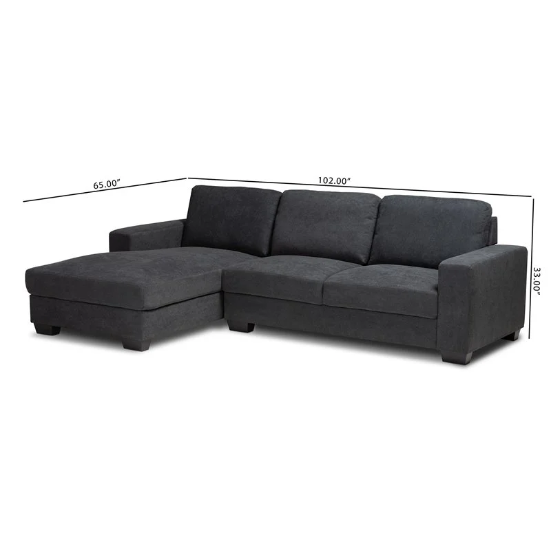 Bowery Hill Dark Grey Sectional Sofa with Left Facing Chaise