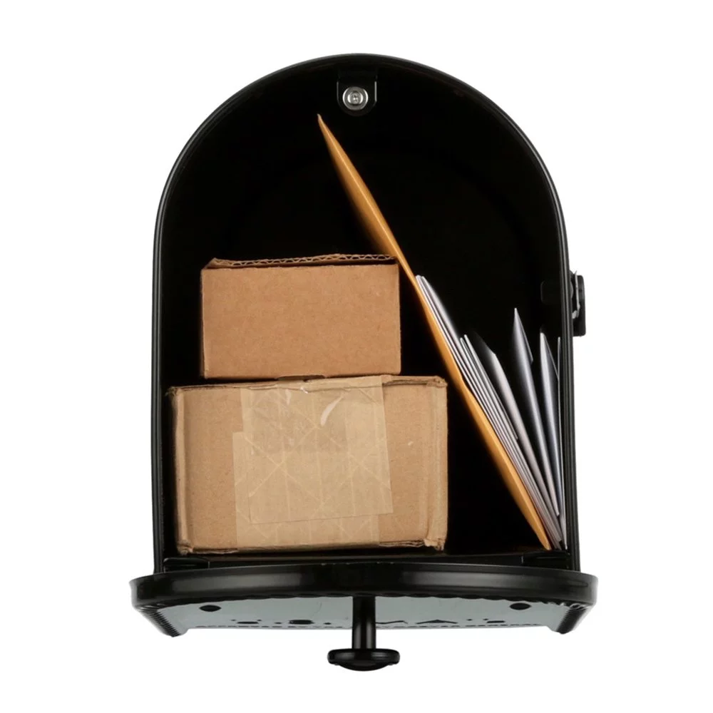 Architectural Mailboxes Edwards Large, Steel, Post Mount Mailbox, Black, Model #EM160BAM