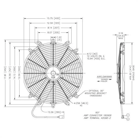 Maradyne Fans M163K Champion-Series Ultra Thin Electric Cooling Fan 16 in. Diame