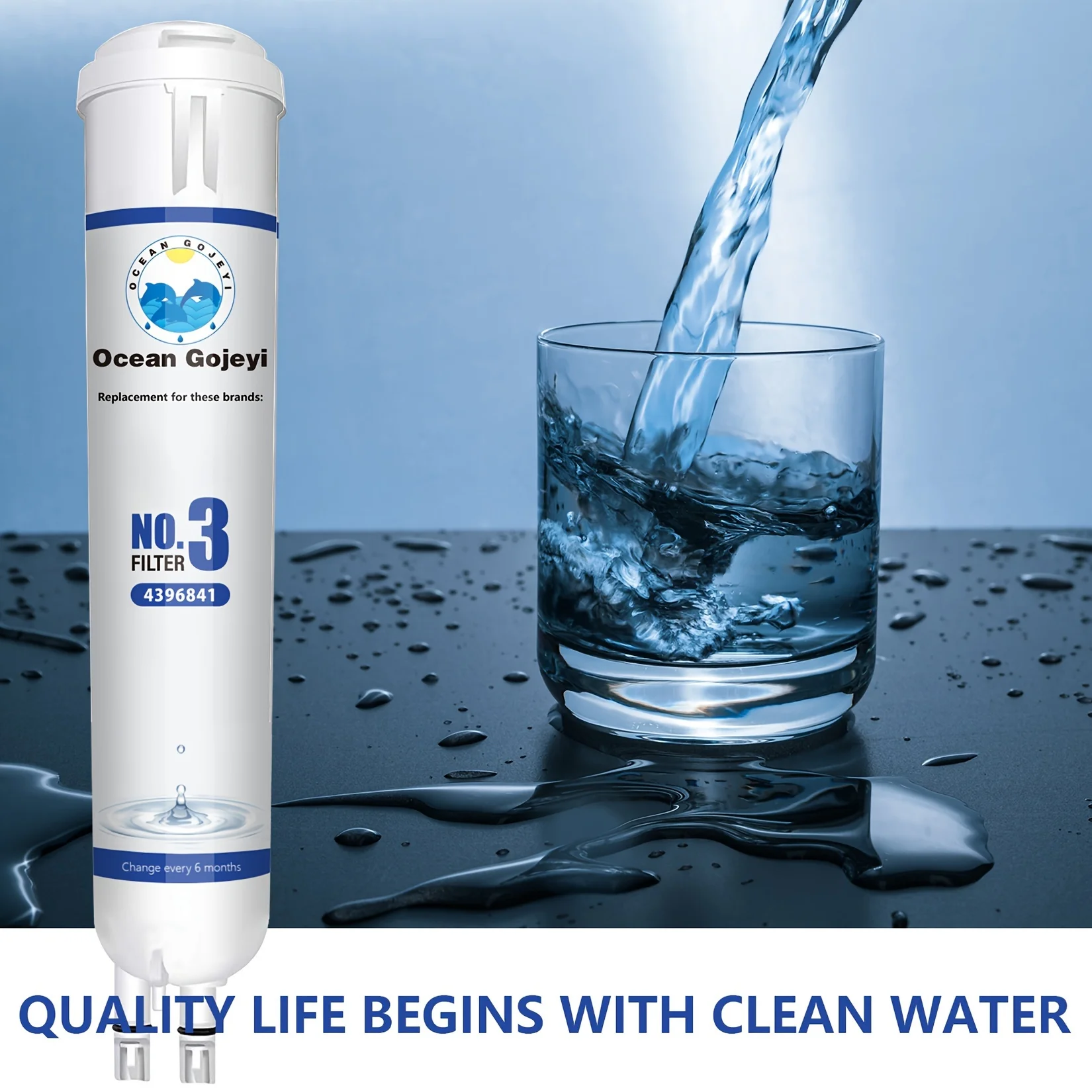 DFSDFGF32 4 Pcs Refrigerator Water Filter Compatible With 4396841, 4396710, EDR3RXD1, Filter 3, 9030, 9083, 46-9030, 46-9083