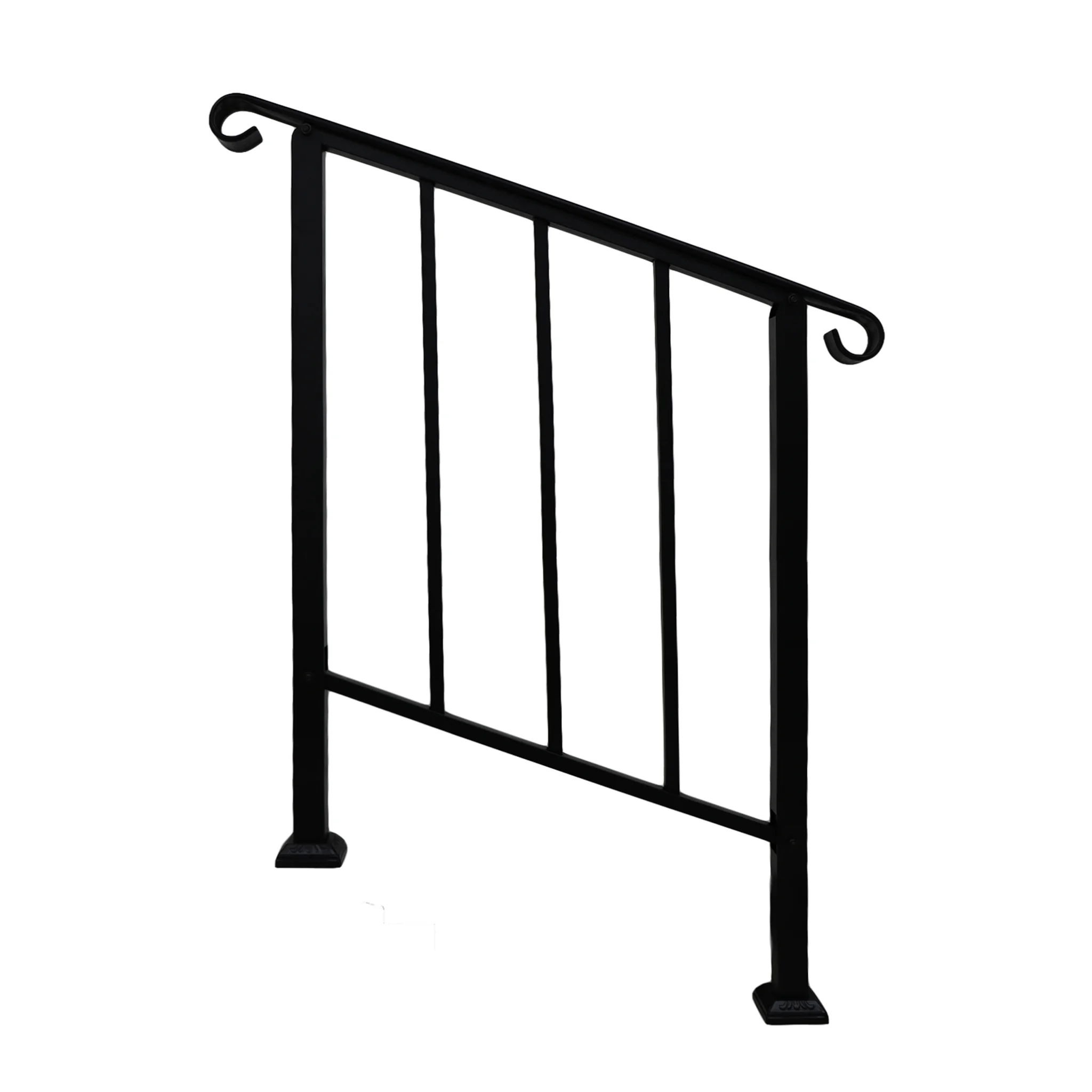 Parisloft Adjustable Transitional Handrail Fits 1 to 3 Steps - Sturdy Iron Handrail for Indoor Outdoor Steps - Black - 35.8