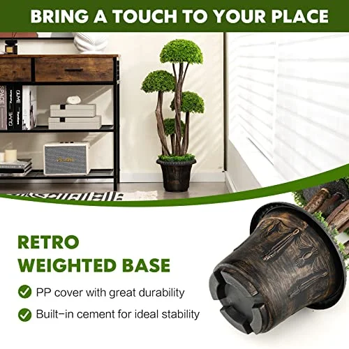 BECOMFORT 3FT Artificial Potted Cedar Ball Tree, Fake Boxwood Topiary Tree with Pot, Faux Round Shrub Bush Decoration, Greenery Decorative Plants for Indoor Outdoor Use (Cedar Ball Tree)