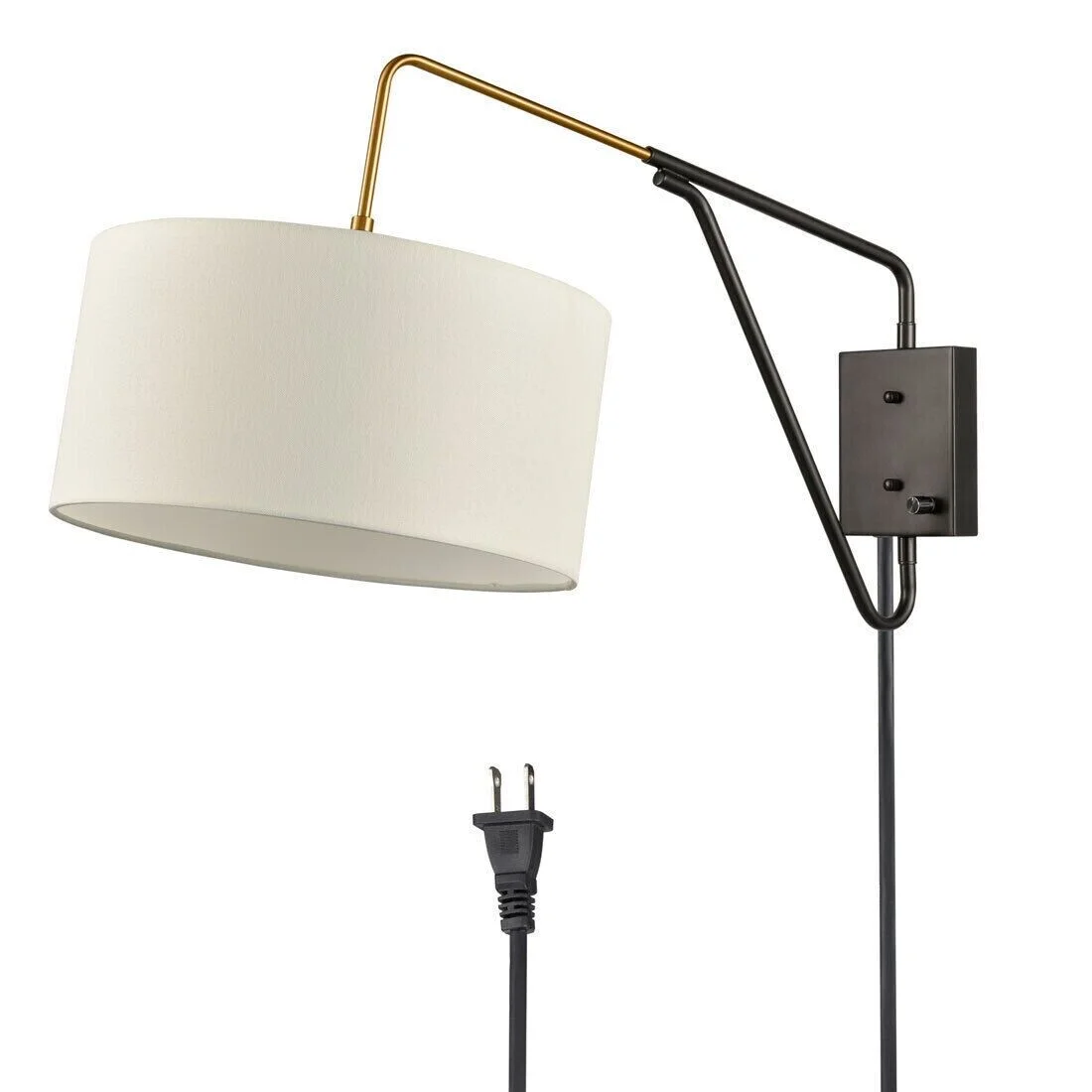 Bedroom Swing Arm Wall Lamp Bedside Wall Sconce Plug in/Wall Mount 1-Light