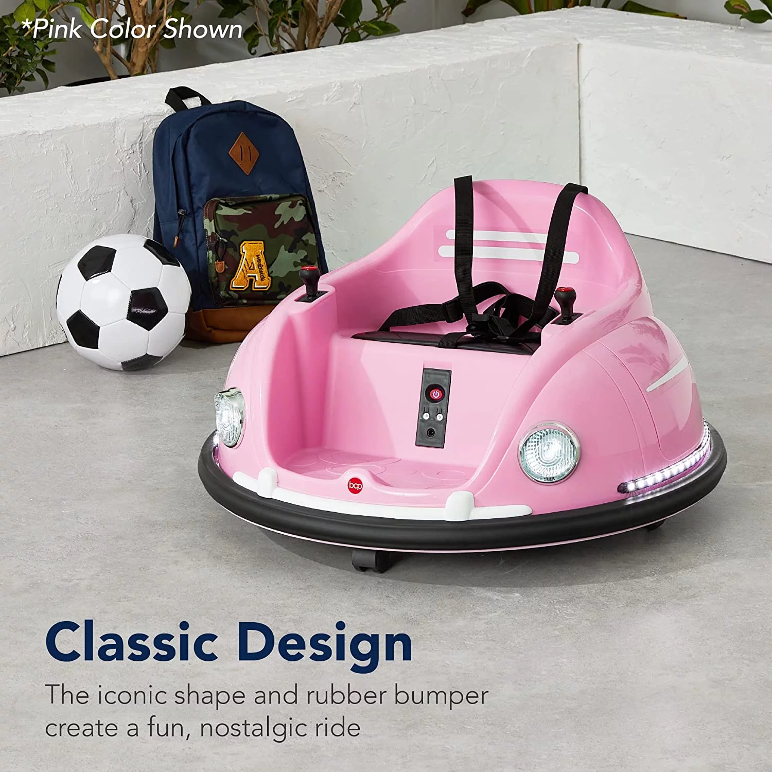 6V Electric Kids Ride On Bumper Car, 1.5 - 6 Years Old, Parent Remote Control, 360 Degree Spin, Lights, Sounds - Pink