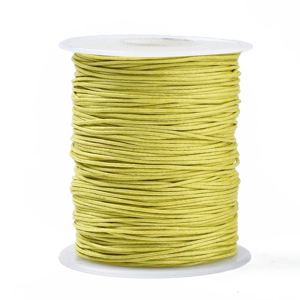 1Roll Waxed Cotton Thread Cords Macrame Artisan String for Jewelry Making Yellow 1mm about 100yards/roll