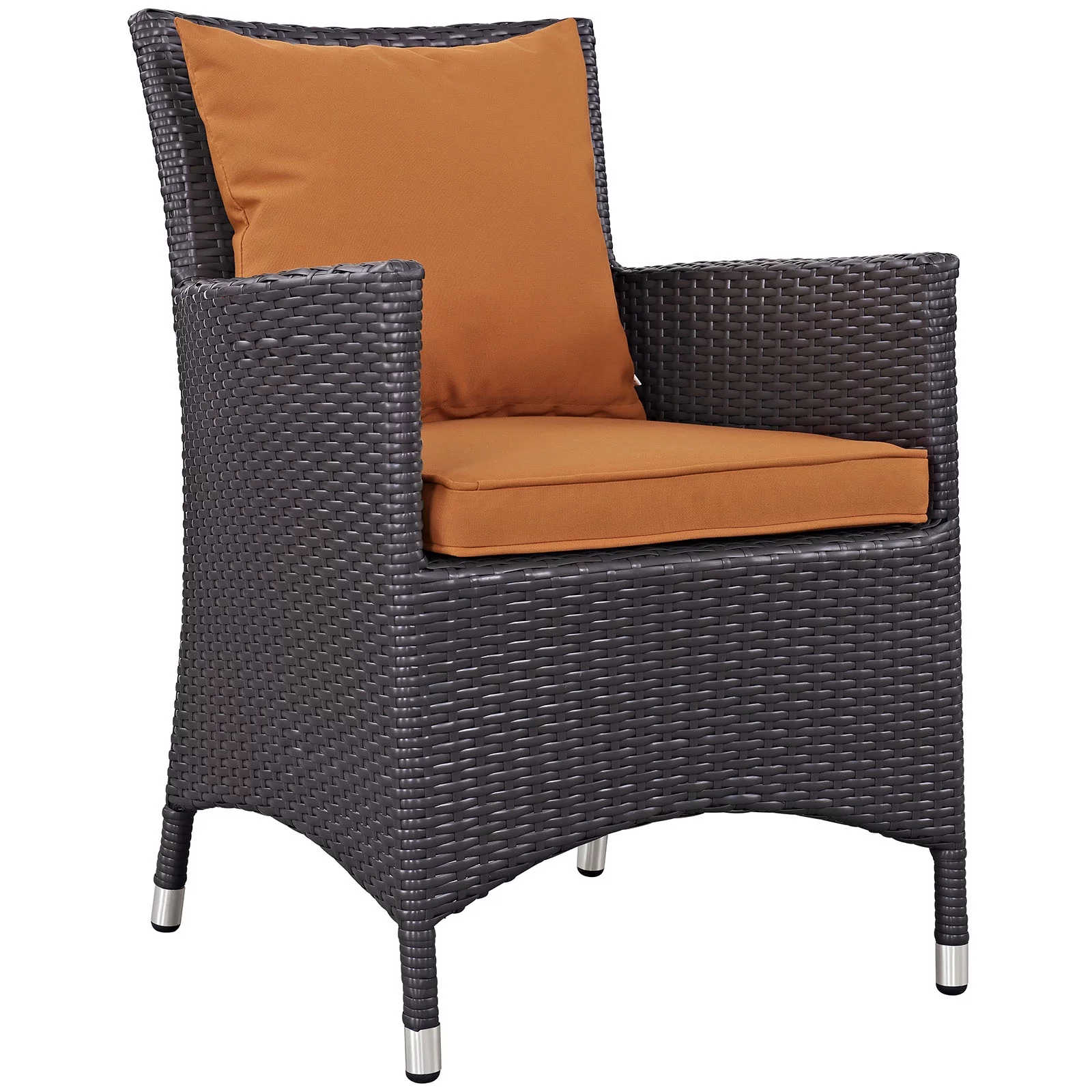 Modern Contemporary Urban Design Outdoor Patio Balcony Dining Chair, Orange, Rattan