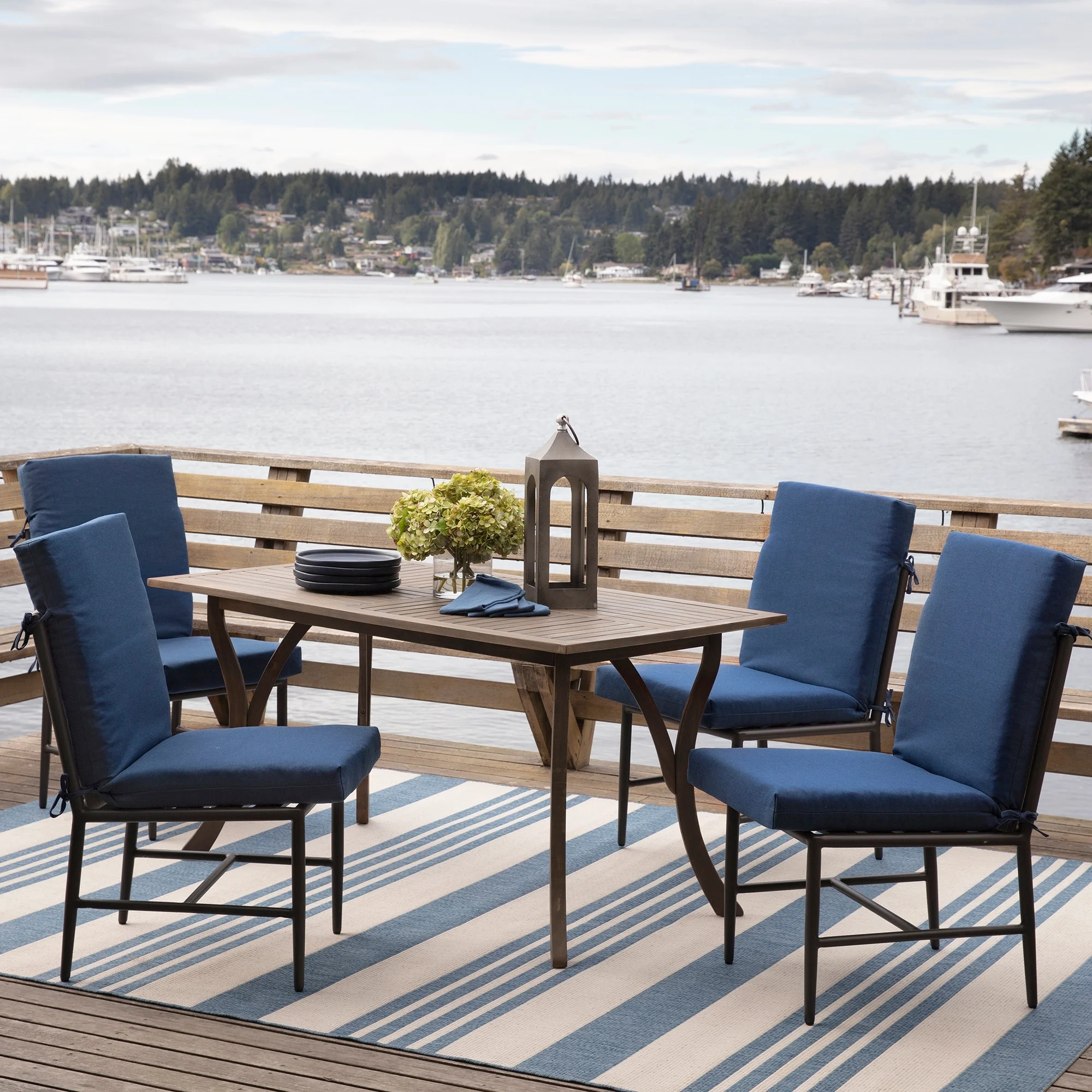 Arden Selections  Oceantex 20 x 20 in Dining Chair Cushion Ink Black 2 Count