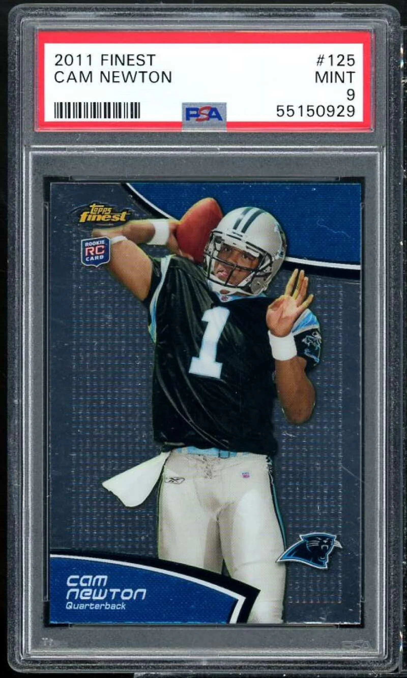 Cam Newton Rookie Card 2011 Finest #125 PSA 9