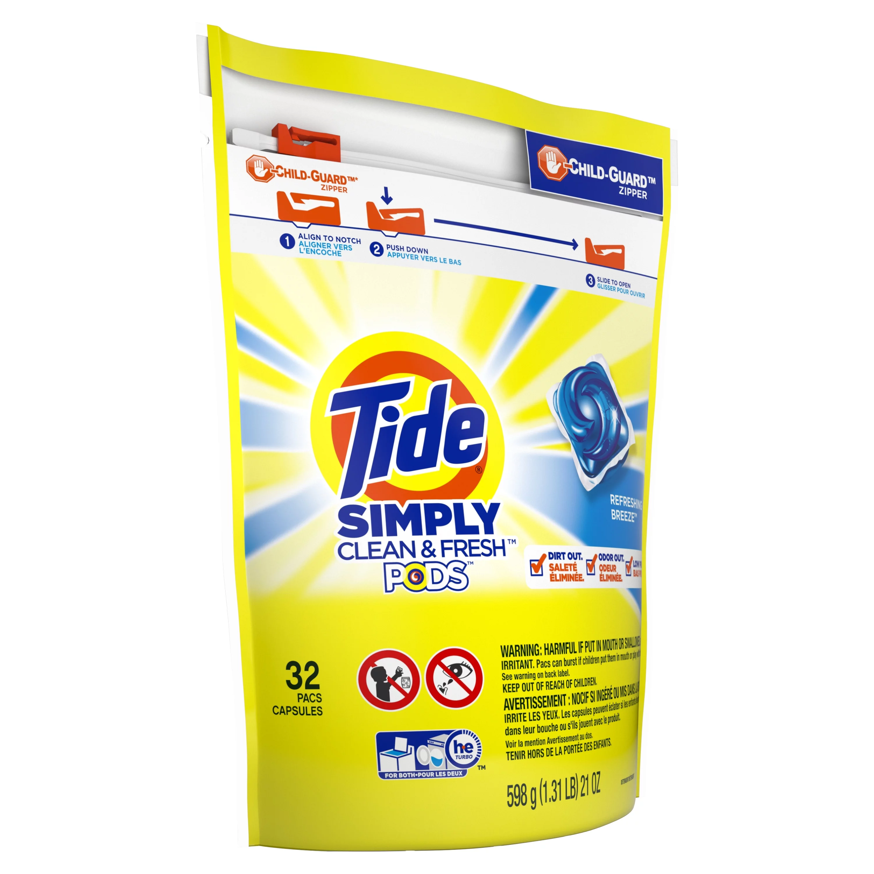 Tide PODS Simply Clean & Fresh, Liquid Laundry Detergent Pacs, Refreshing Breeze, 32 count