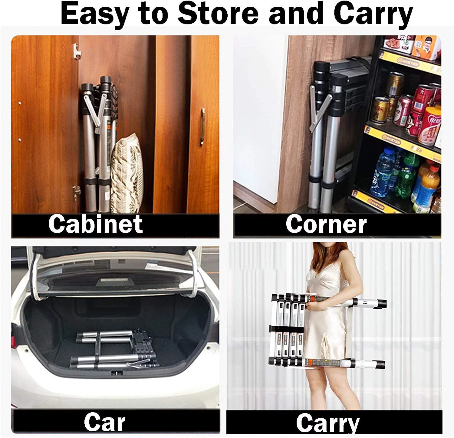 Bowoshen 6+7 Step Ladder Aluminium Lightweight Heavy Duty Tall Stepladder 150kg/330lbs Capacity Anti Slip Safety Ladder EN131