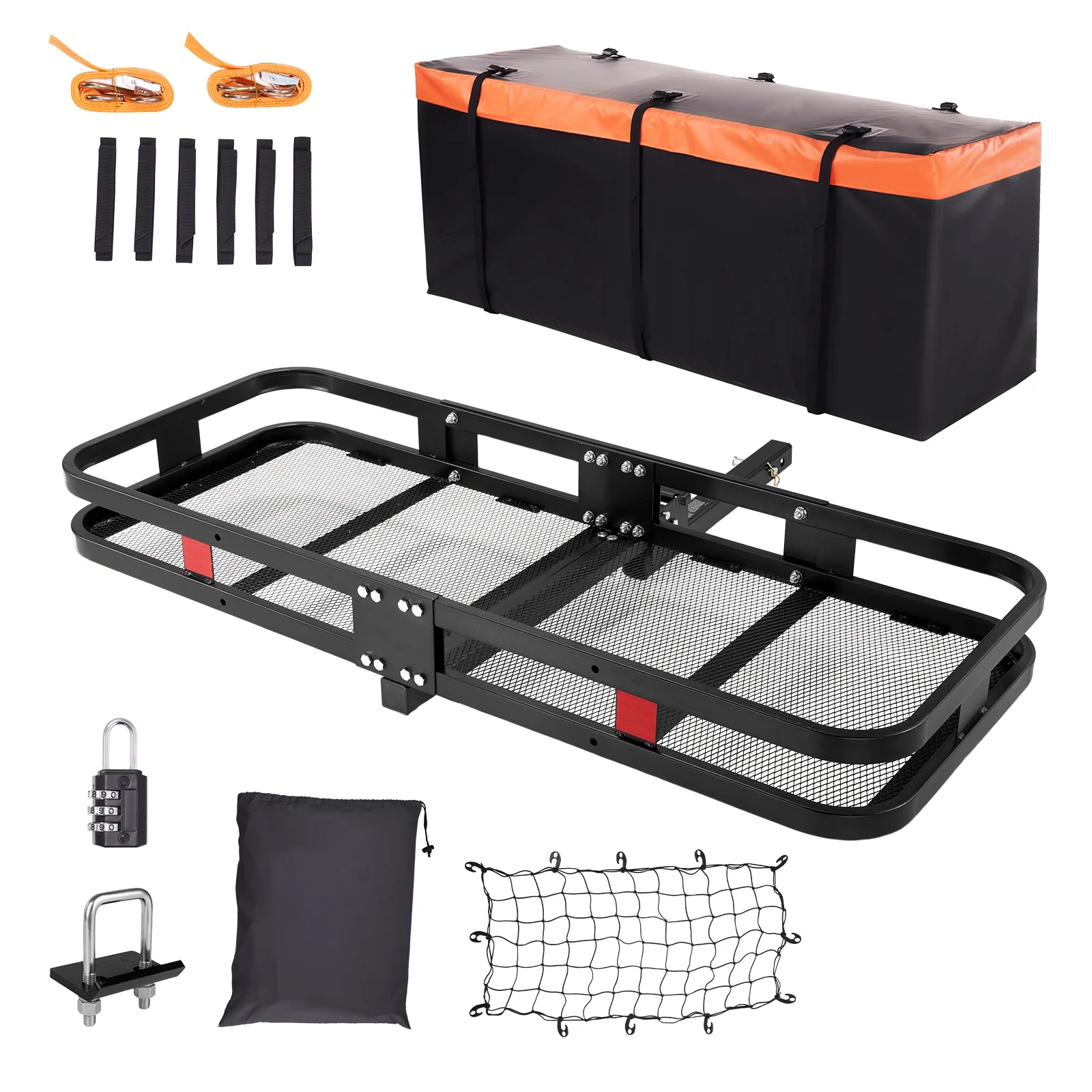SKYSHALO Hitch Mount Cargo Carrier 500lb & Cargo Bag 60x24x6in Fits 2
